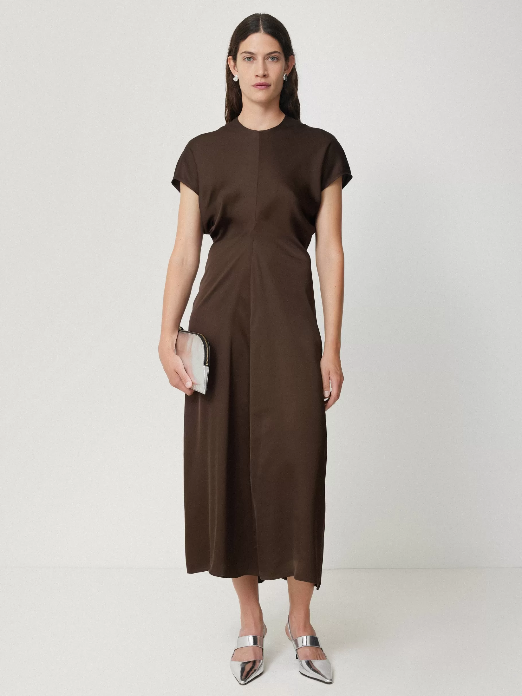 Jigsaw Dresses & Jumpsuits | Party-Satin Crepe Midi Dress Brown