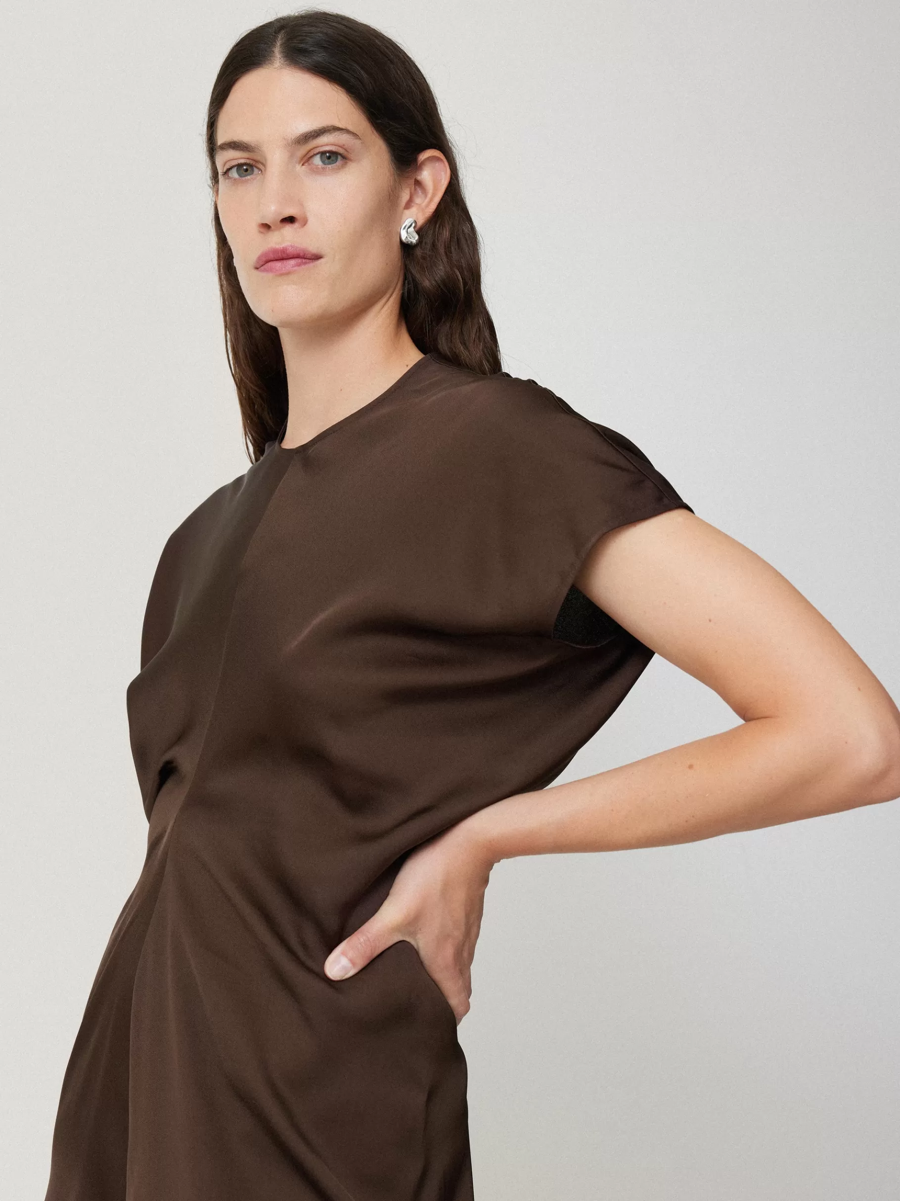 Jigsaw Dresses & Jumpsuits | Party-Satin Crepe Midi Dress Brown