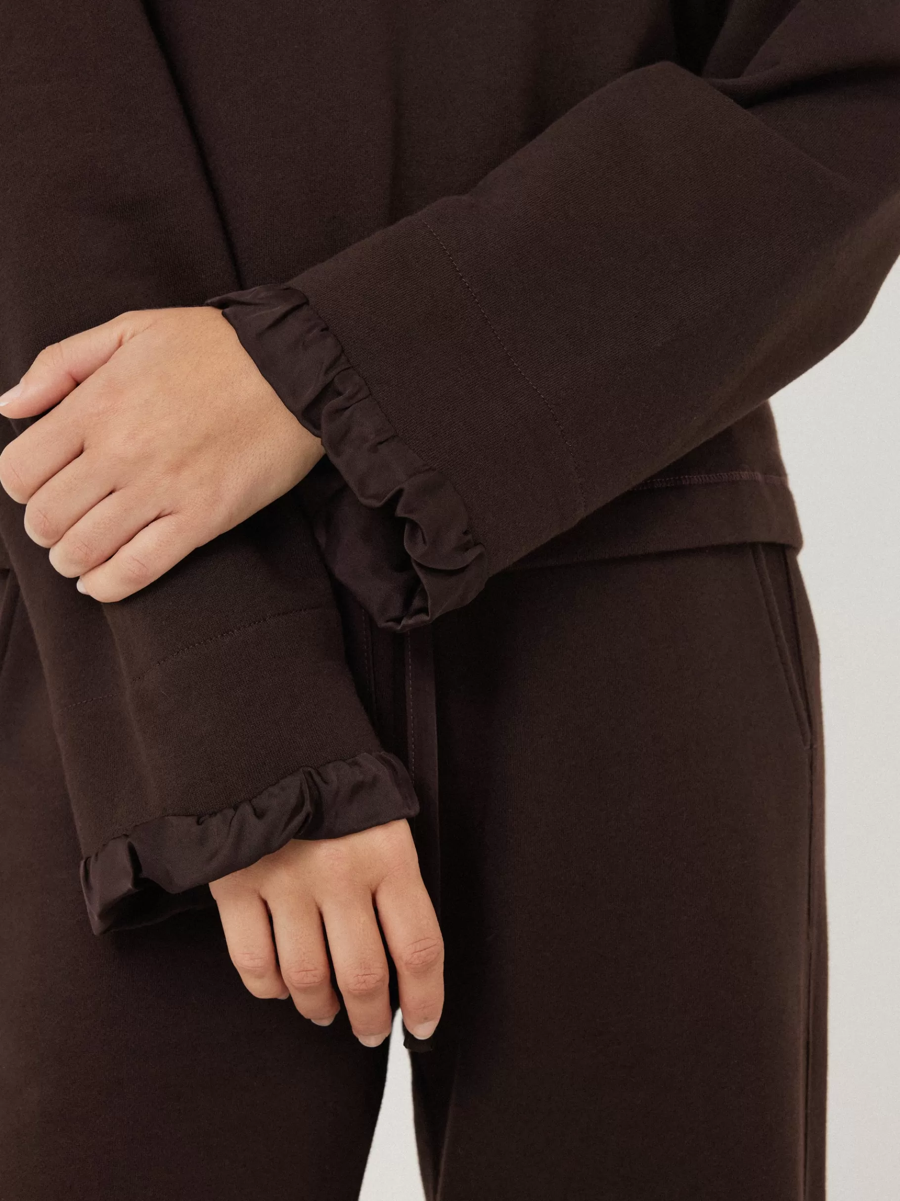Jigsaw Pyjamas & Loungewear | Shirts & Tops-Satin Cuff Jersey Sweatshirt Chocolate