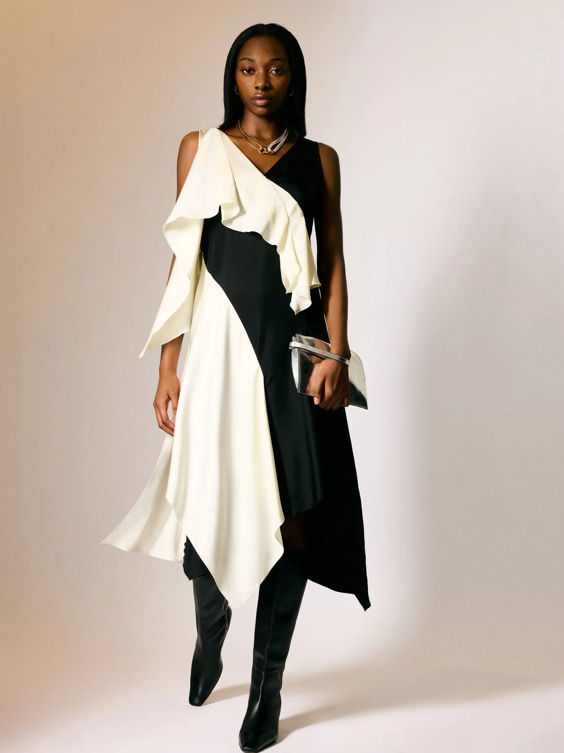 Jigsaw Co-ords | Dresses & Jumpsuits-Sculptural Silk Twill Dress Monochrome