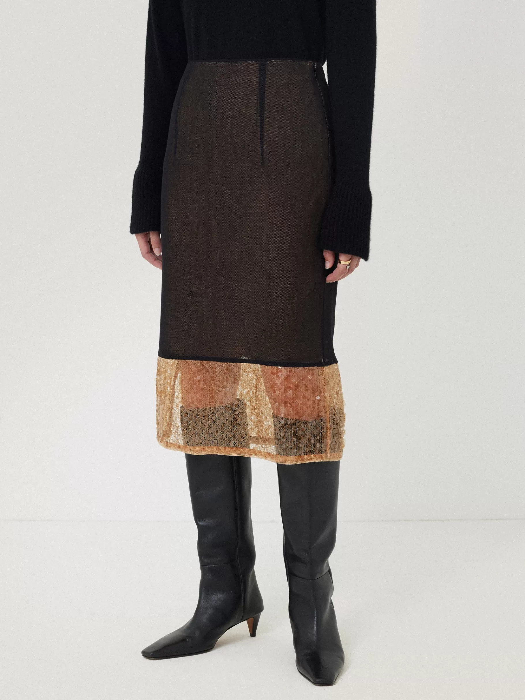 Jigsaw Skirts | Party-Sequin Mesh Skirt Black