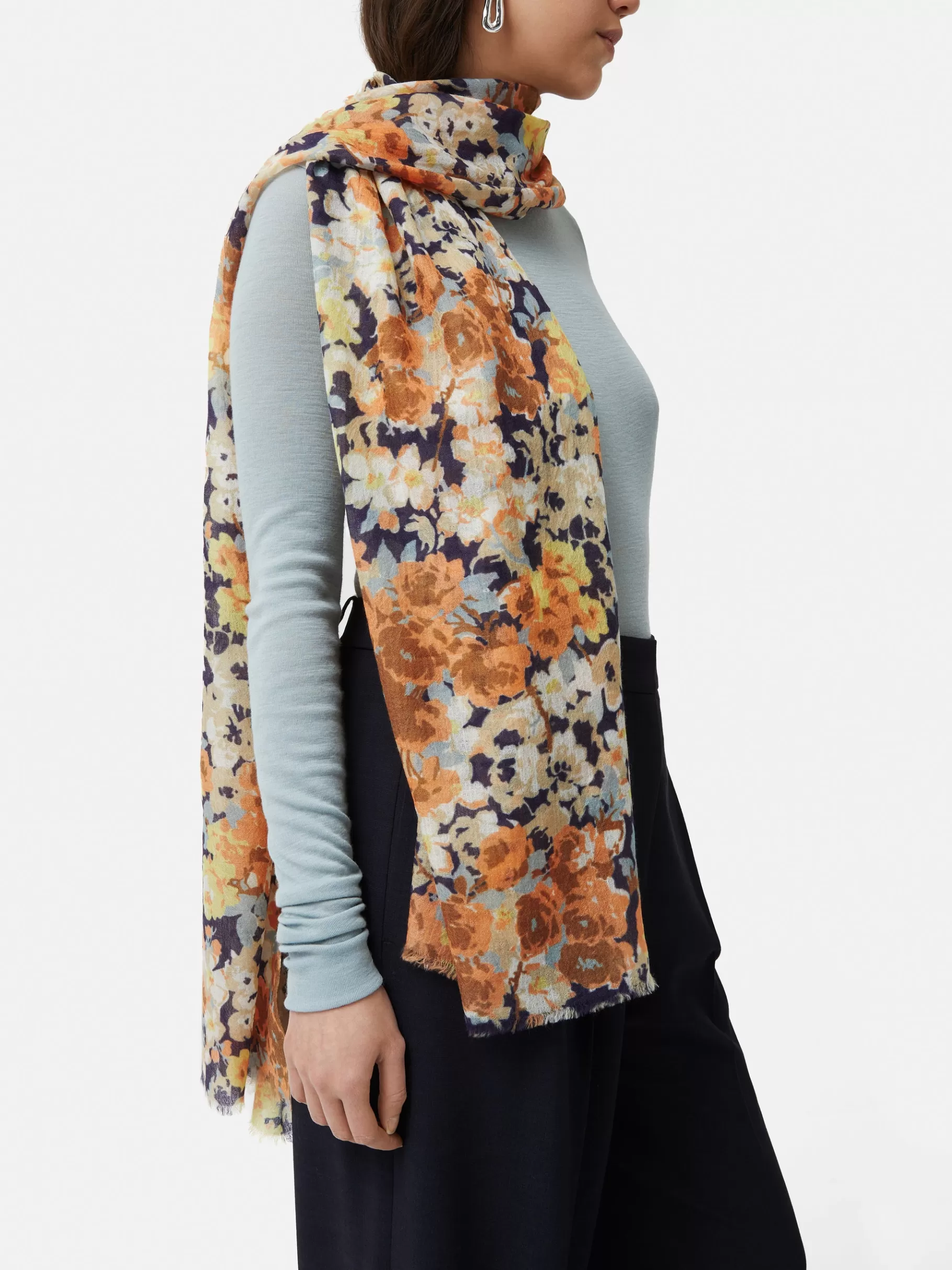 Jigsaw Ponchos & Scarves-Sheer Petal Gauze Scarf Multi