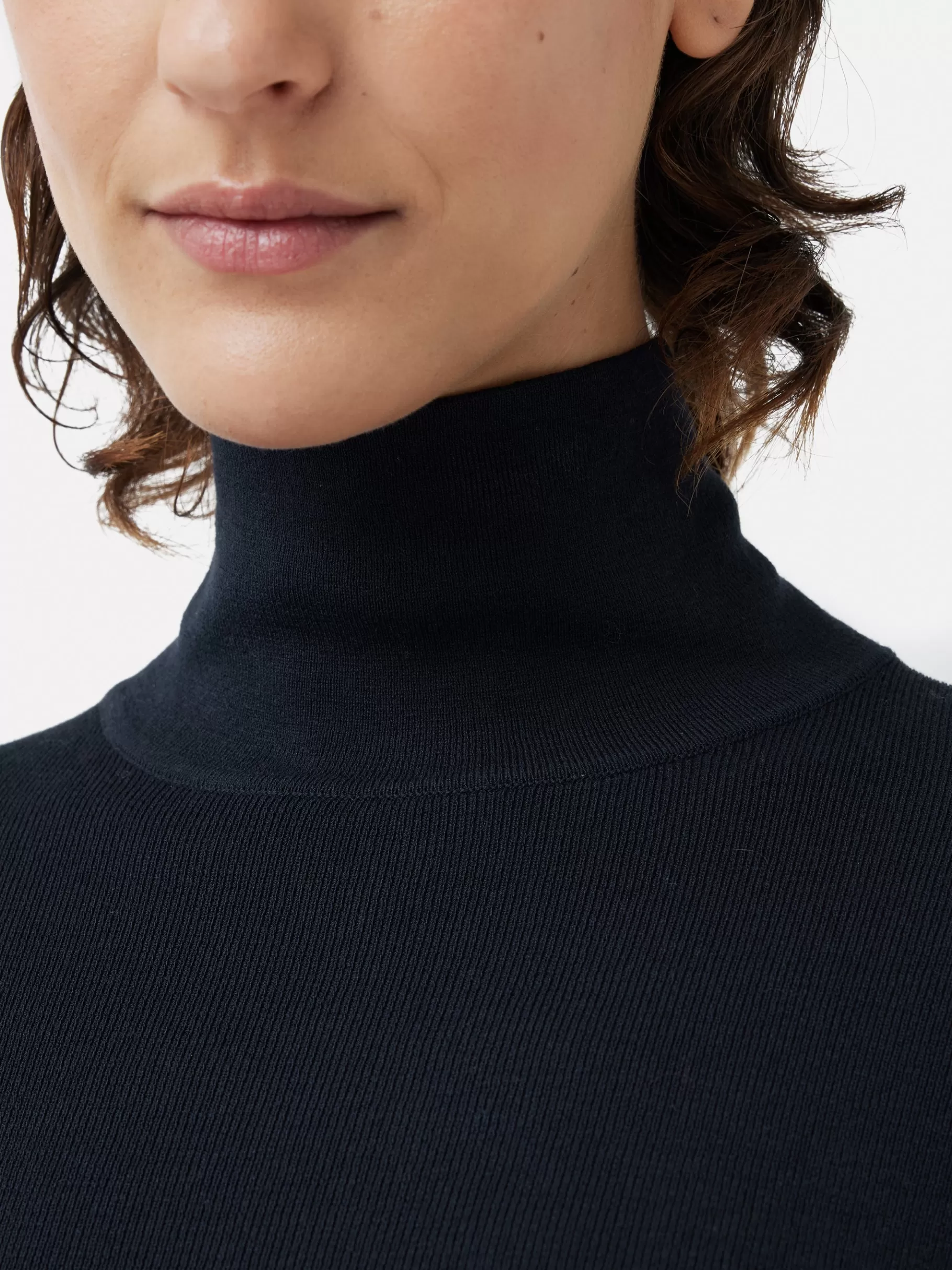Jigsaw Knitwear & Cashmere-Silk Cotton Polo Jumper Navy