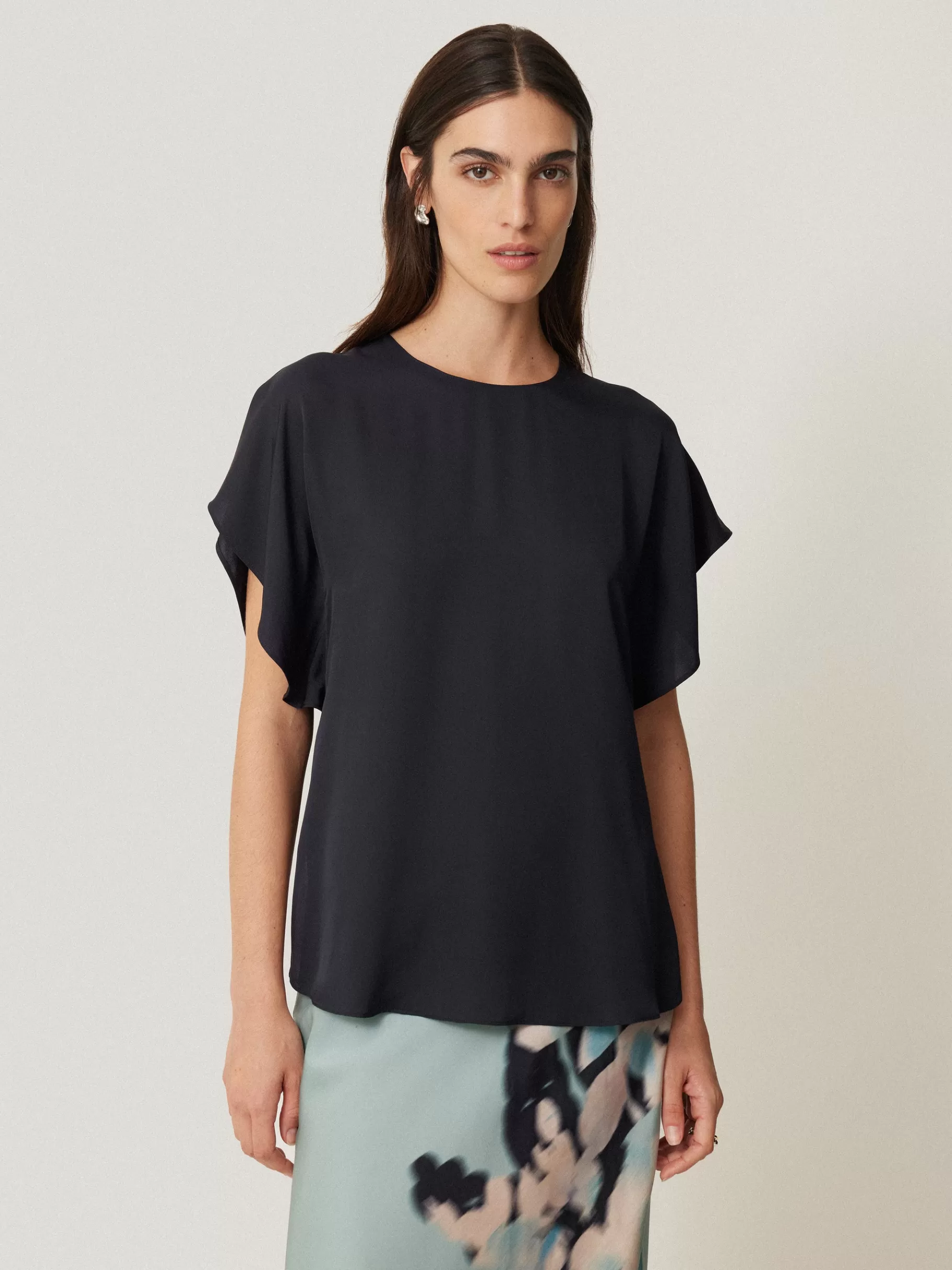 Jigsaw Shirts & Tops | Party-Silk Drape Sleeve Top Navy