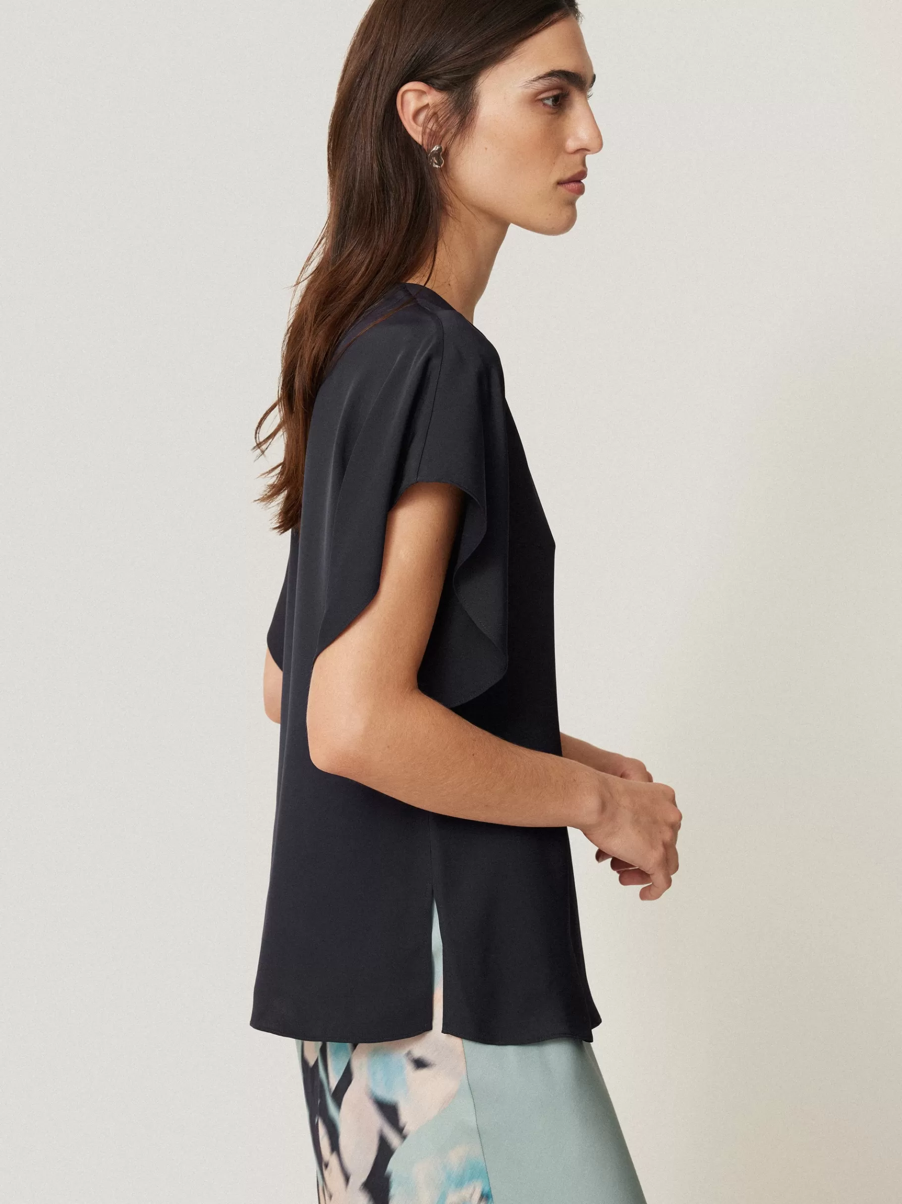 Jigsaw Shirts & Tops | Party-Silk Drape Sleeve Top Navy