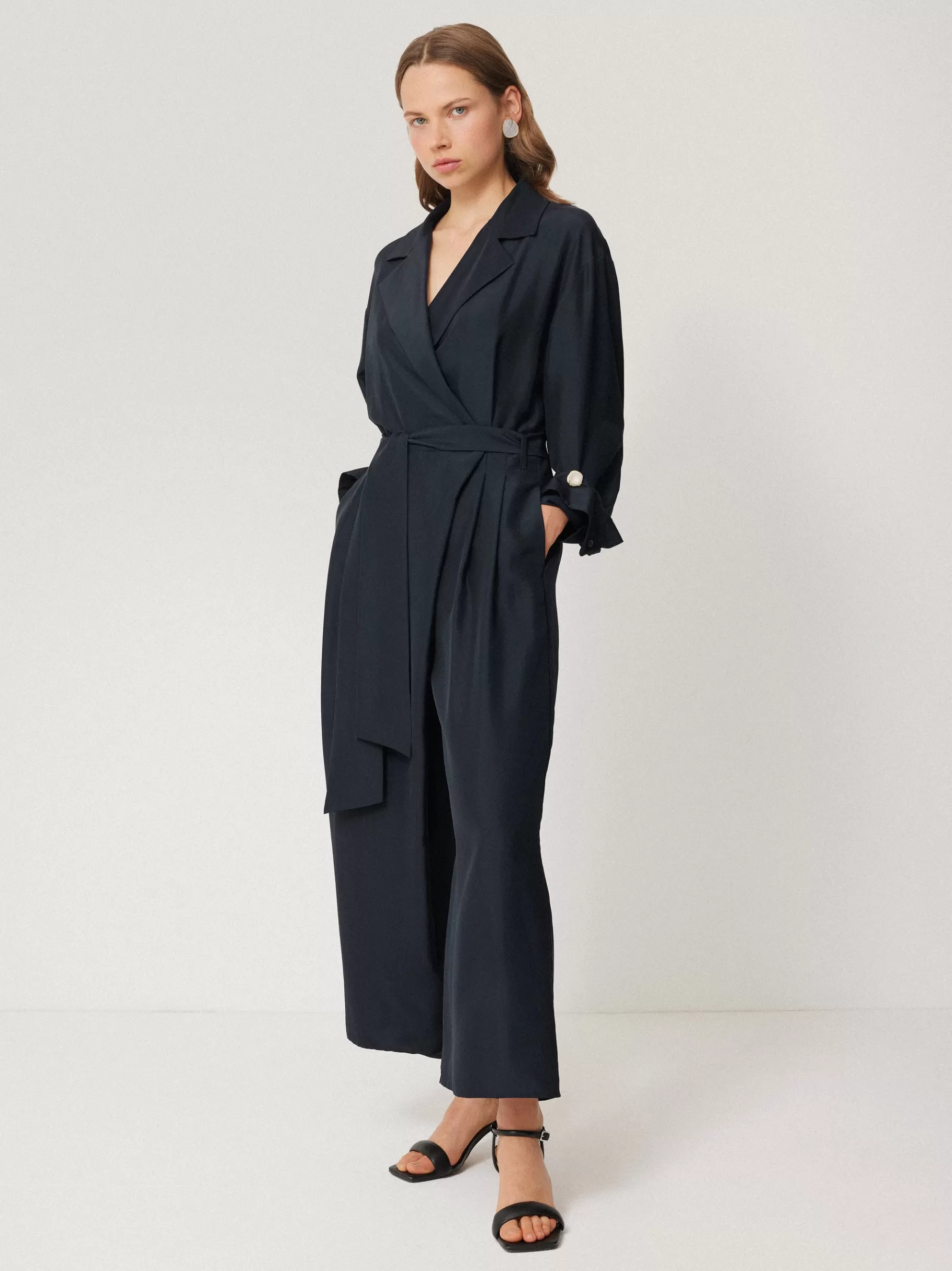 Jigsaw Dresses & Jumpsuits | Party-Silk Relaxed Wrap Jumpsuit Navy