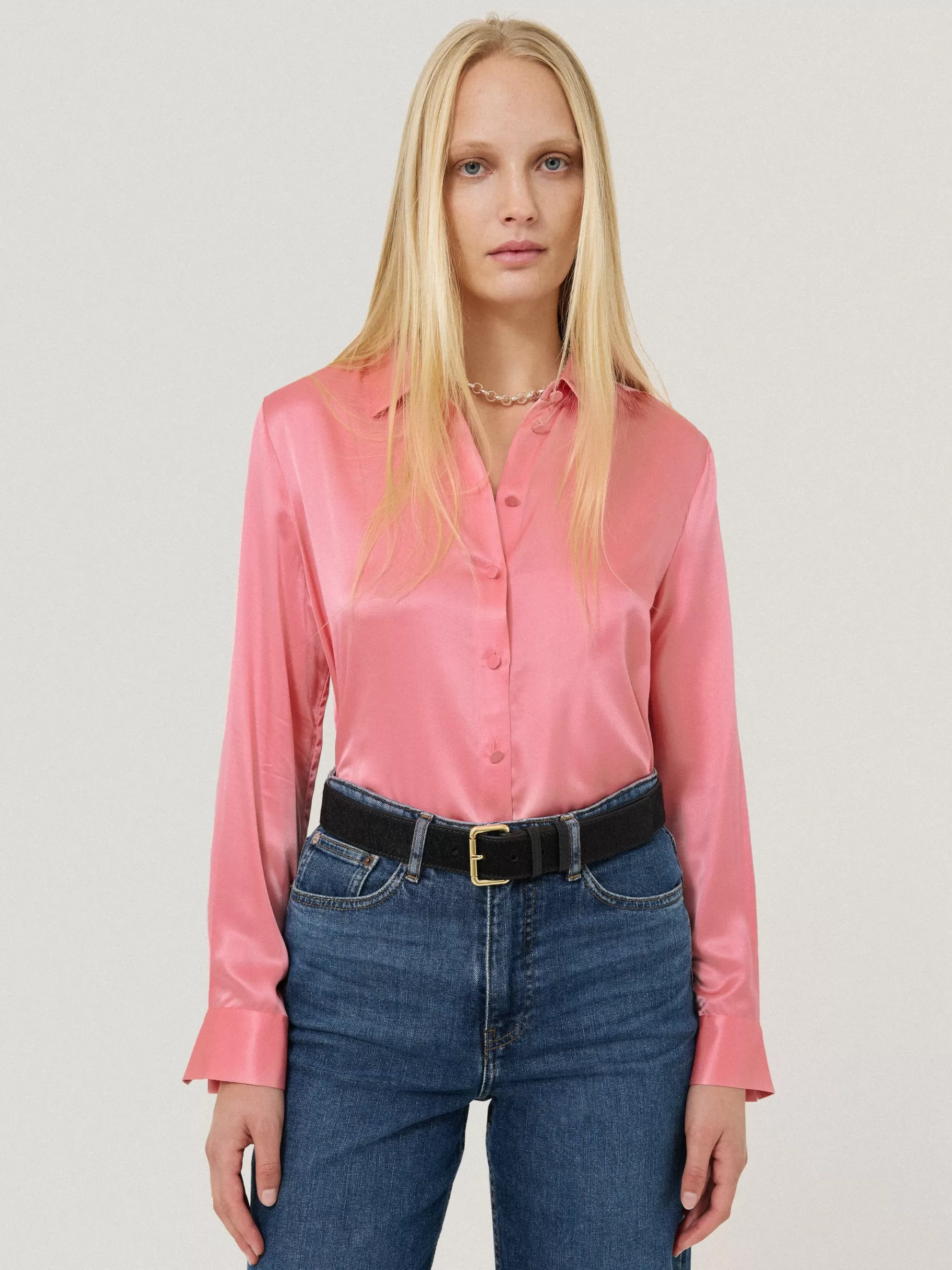 Jigsaw Shirts & Tops-Silk Satin Blend Shirt Pink