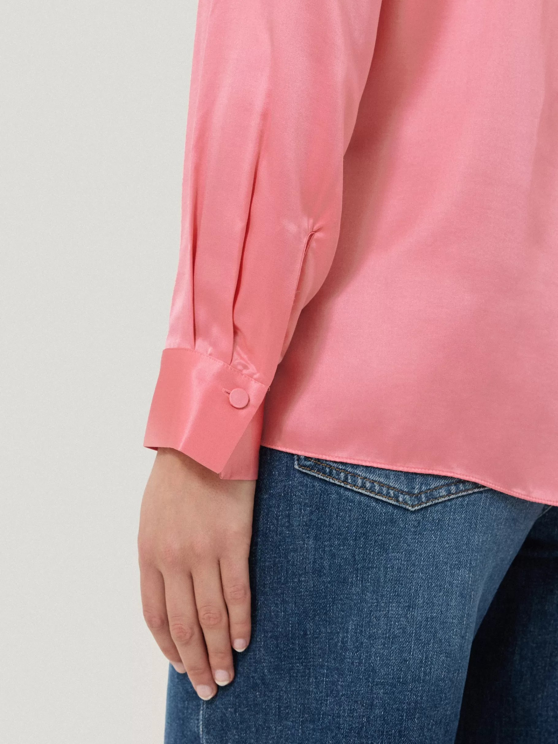 Jigsaw Shirts & Tops-Silk Satin Blend Shirt Pink