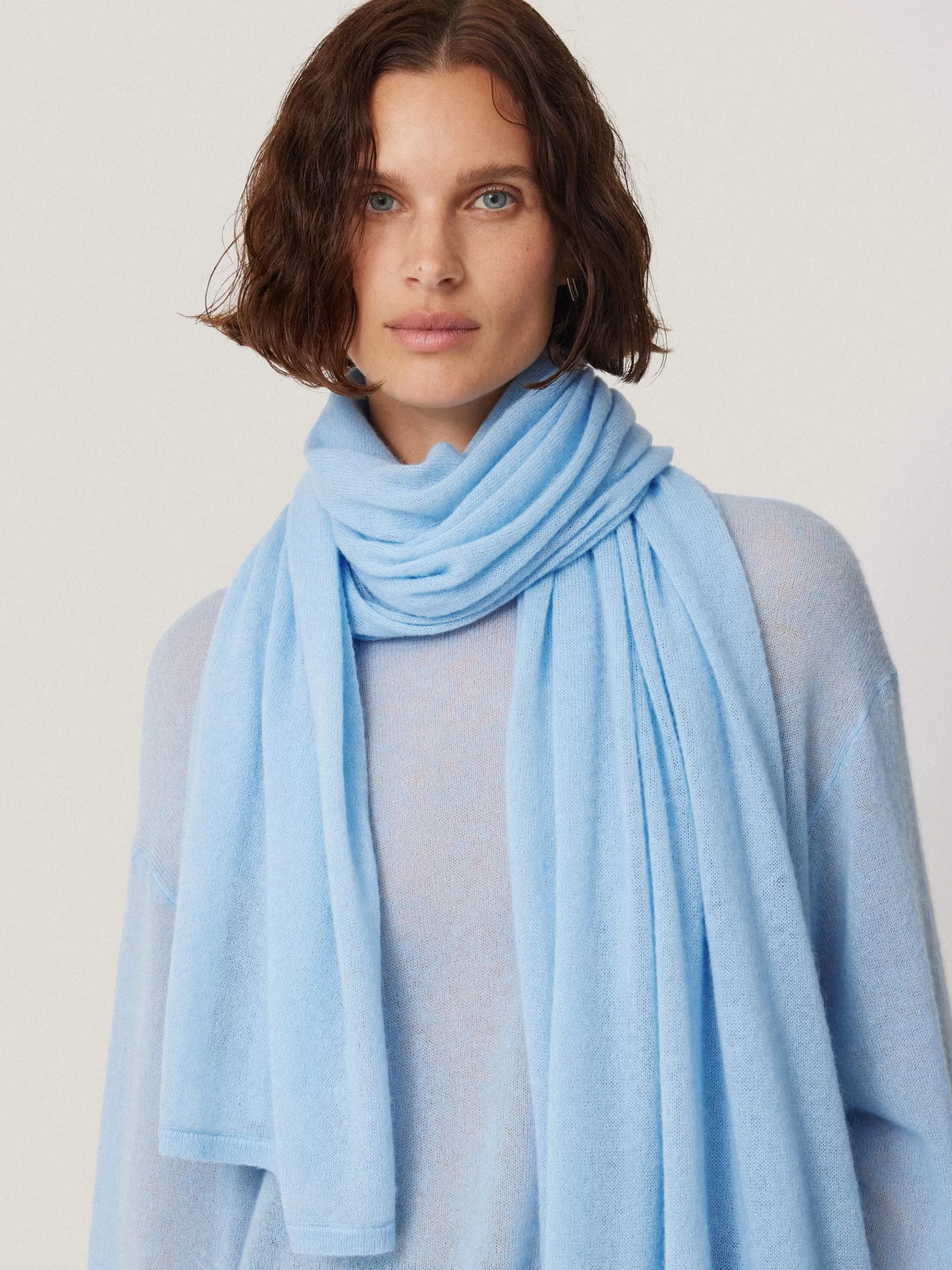 Jigsaw Ponchos & Scarves | Knitwear & Cashmere-Soft Gauzy Knit Scarf Blue