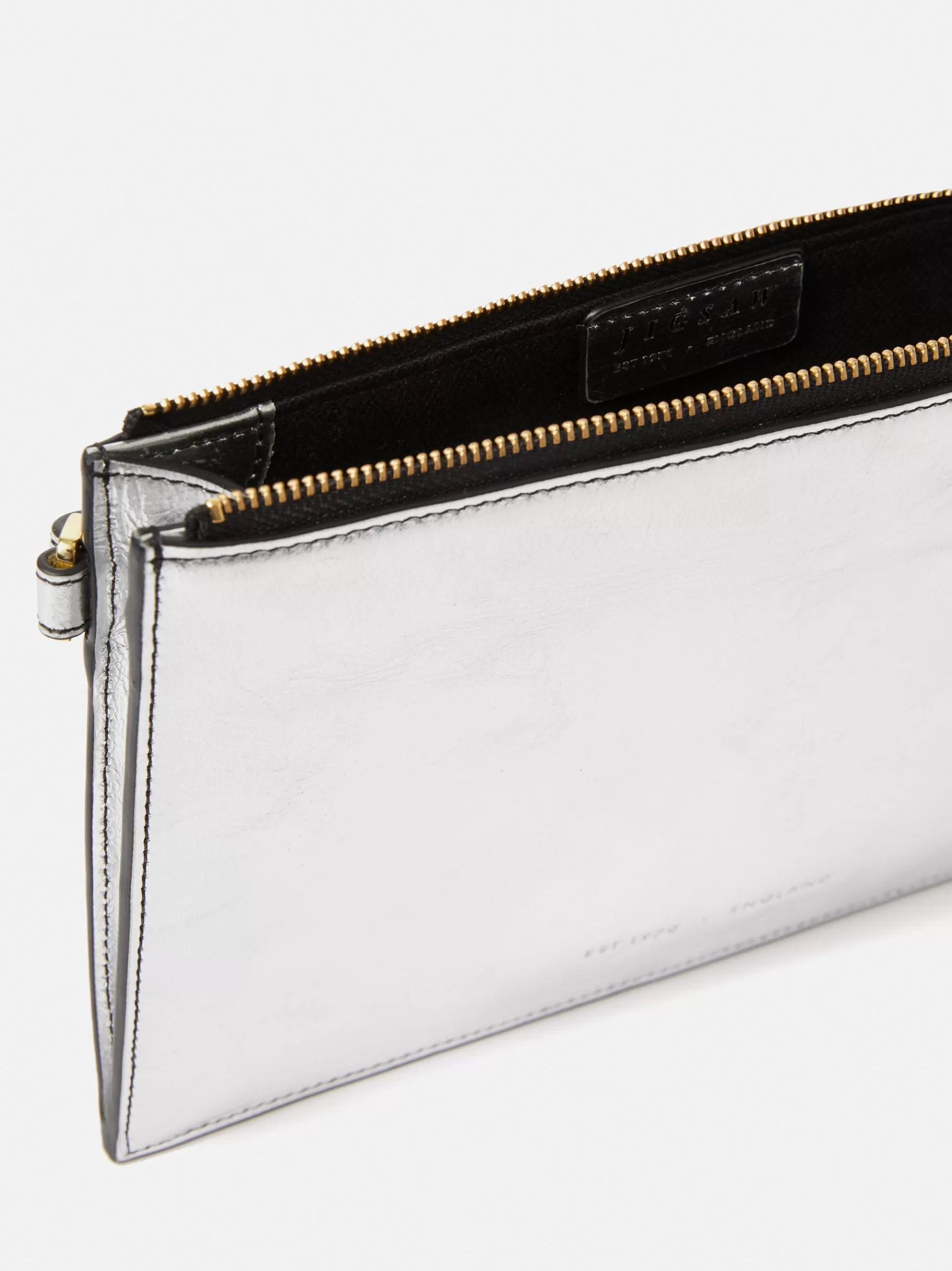 Jigsaw Wallets & Card Holders | Party-Sophia Metallic Leather Pouch Silver