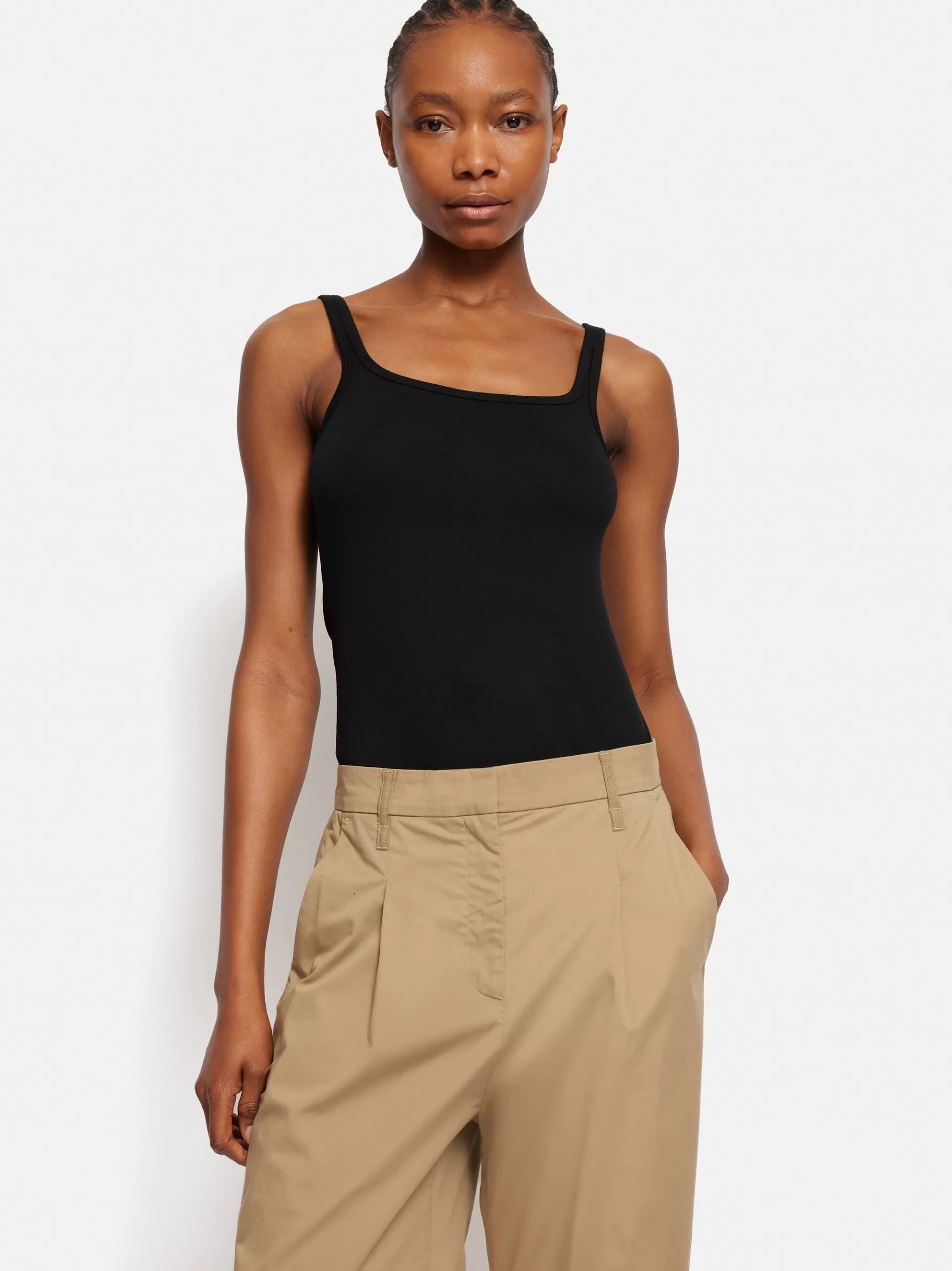 Jigsaw Shirts & Tops-Square Neck Layering Tank Black
