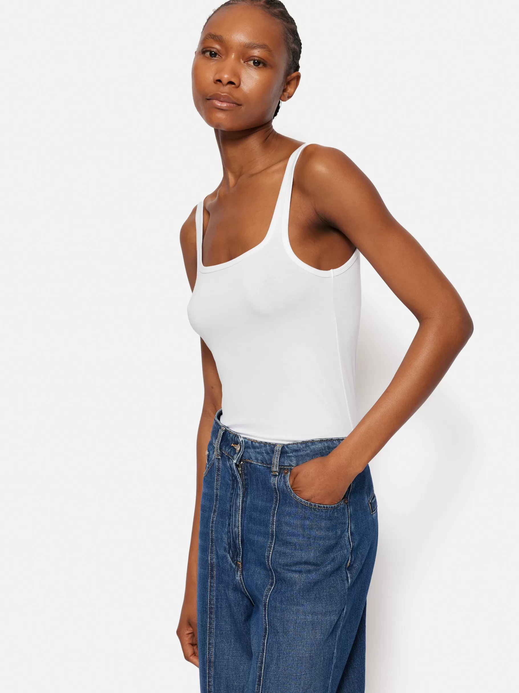 Jigsaw Shirts & Tops-Square Neck Layering Tank White