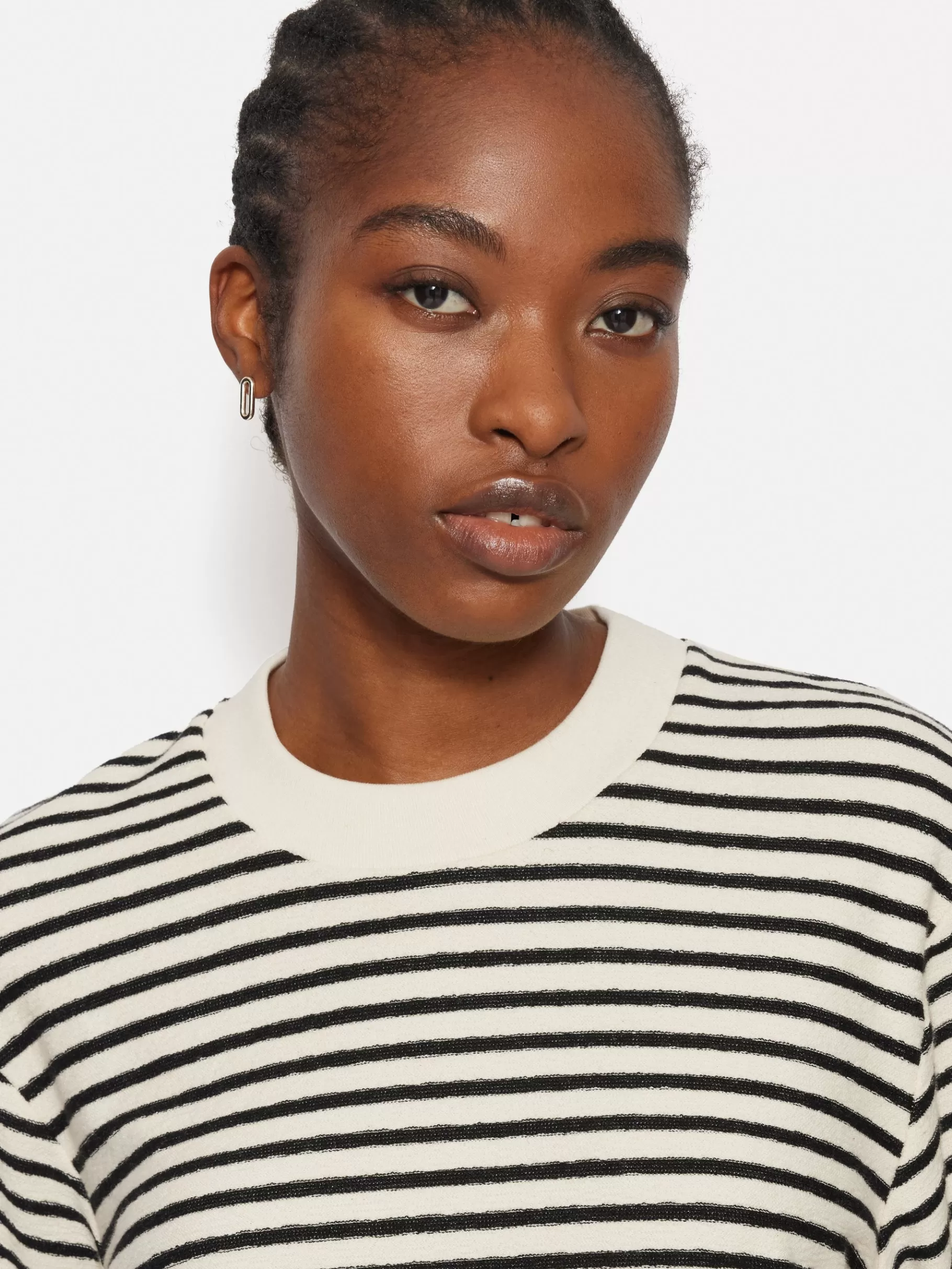 Jigsaw Shirts & Tops-Stripe Textured T-shirt Navy
