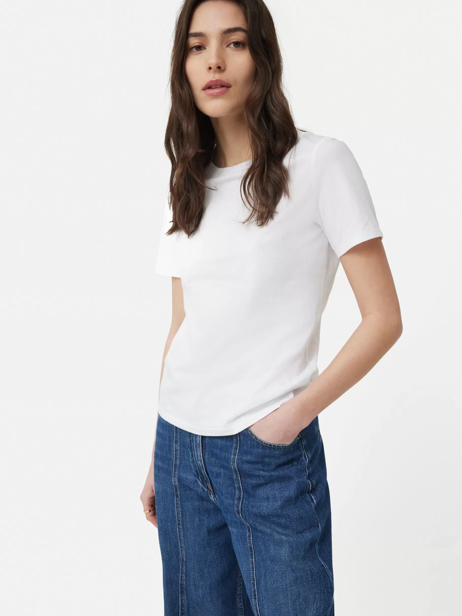 Jigsaw Shirts & Tops-Supima Cotton Crew Neck Tee White