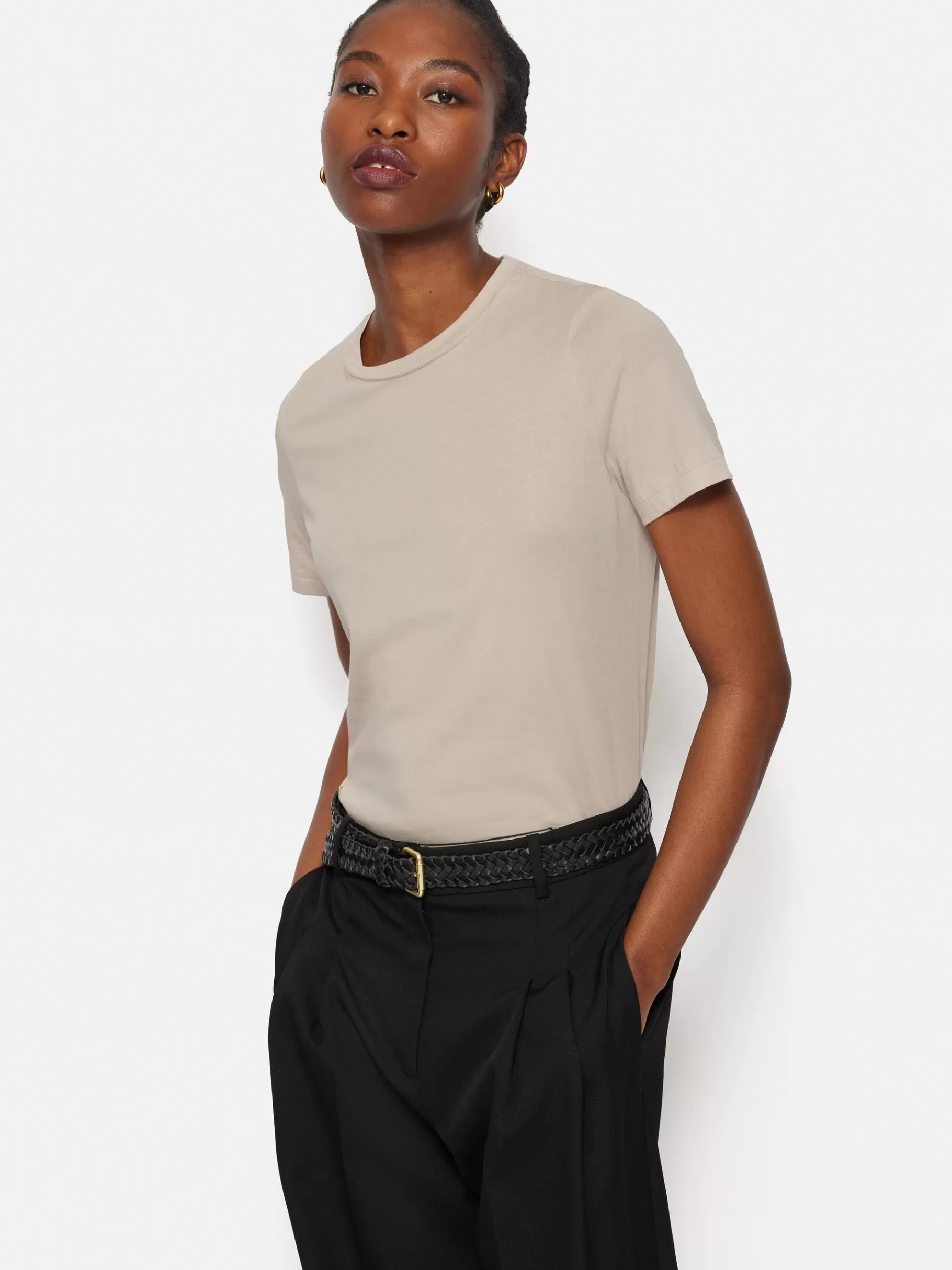 Jigsaw Shirts & Tops-Supima Cotton Crew Neck Tee Ghost