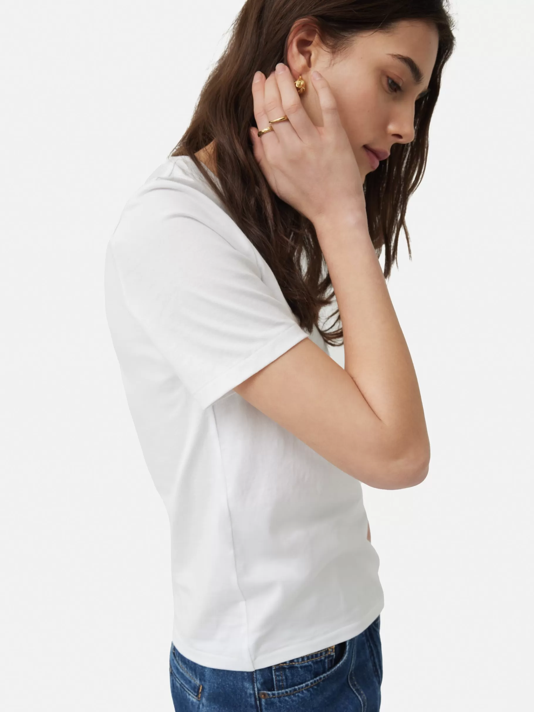 Jigsaw Shirts & Tops-Supima Cotton Crew Neck Tee White