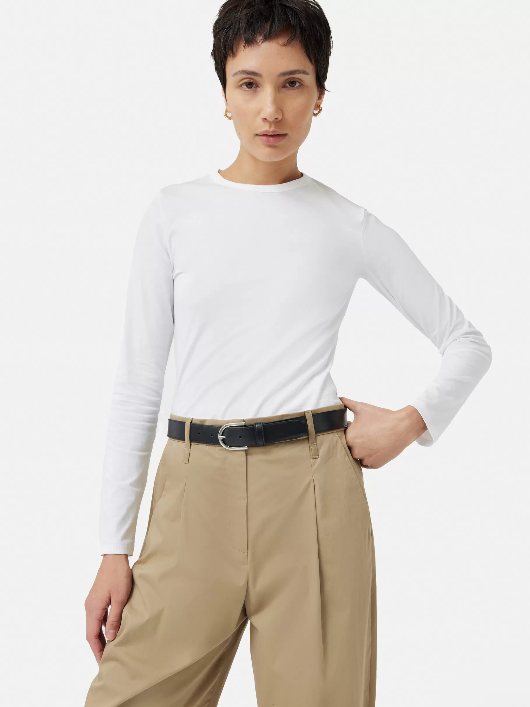 Jigsaw Pyjamas & Loungewear | Shirts & Tops-Supima Cotton Long Sleeve Tee White