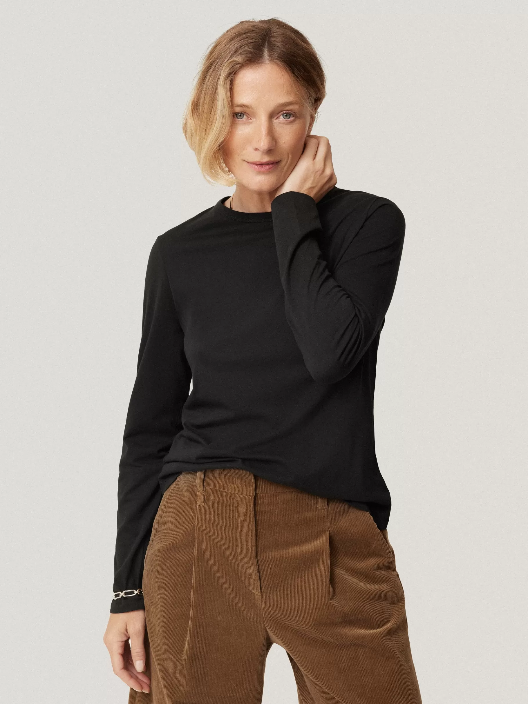 Jigsaw Pyjamas & Loungewear | Shirts & Tops-Supima Cotton Long Sleeve Tee Black
