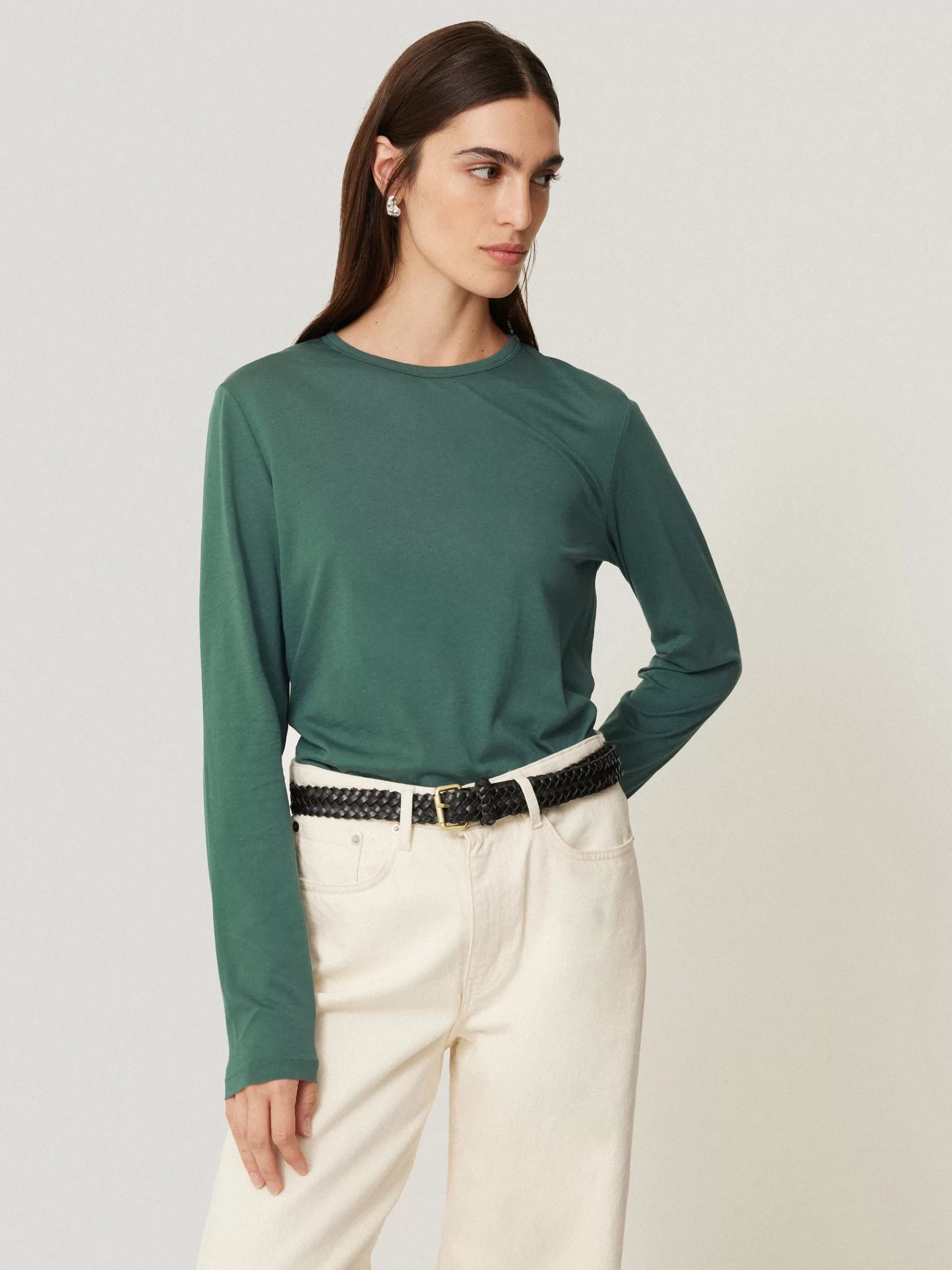 Jigsaw Pyjamas & Loungewear | Shirts & Tops-Supima Cotton Long Sleeve Tee FrozenPine