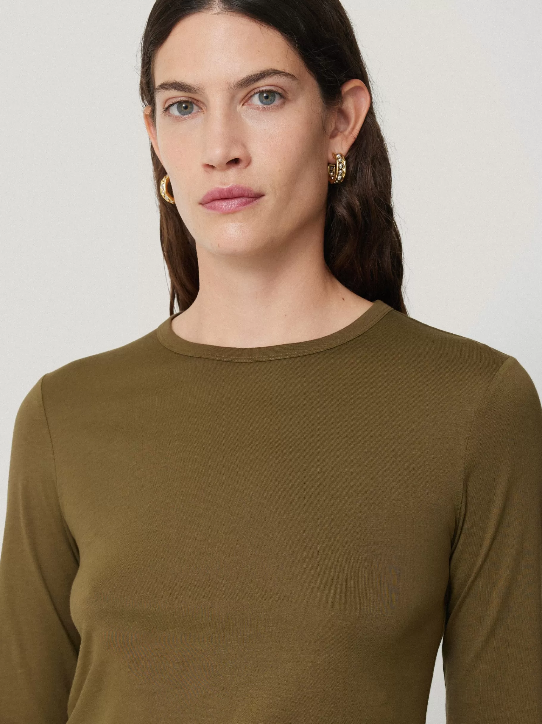 Jigsaw Pyjamas & Loungewear | Shirts & Tops-Supima Cotton Long Sleeve Tee Olive