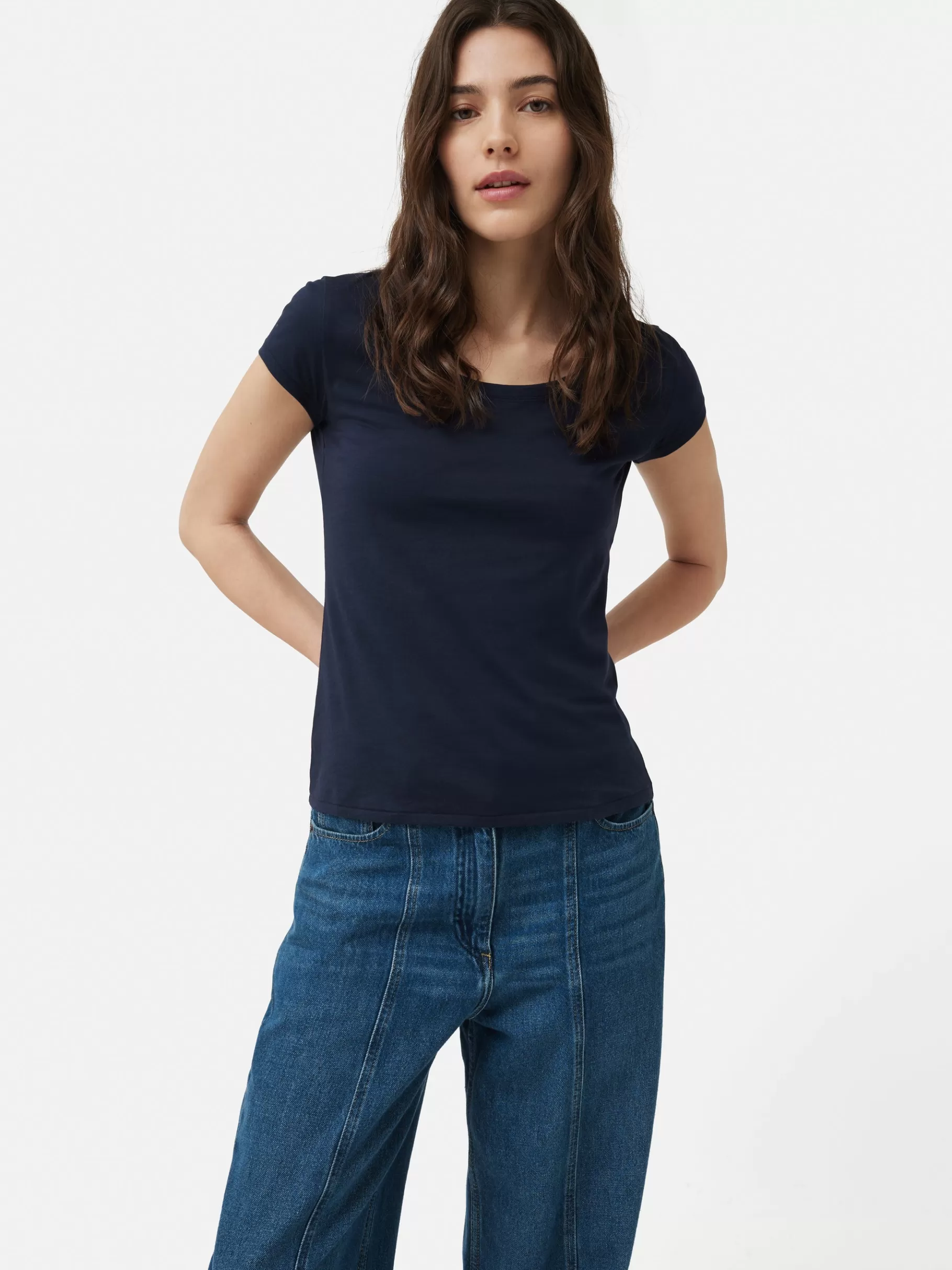 Jigsaw Shirts & Tops-Supima Cotton Scoop Neck Tee Navy