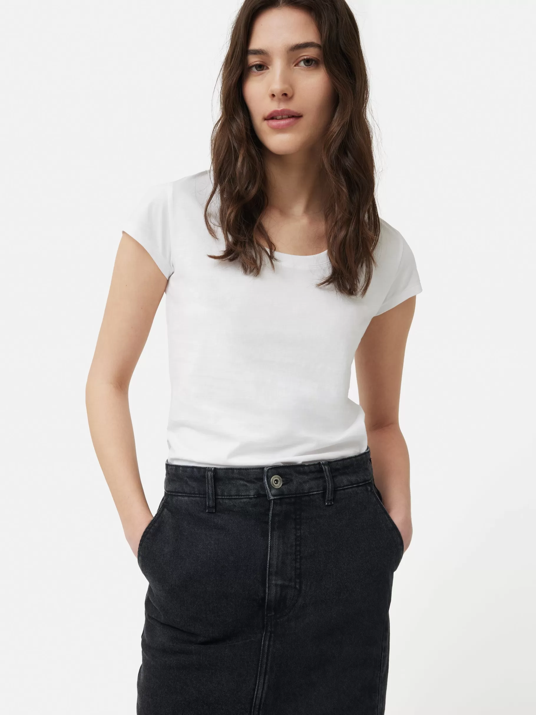 Jigsaw Shirts & Tops-Supima Cotton Scoop Neck Tee White