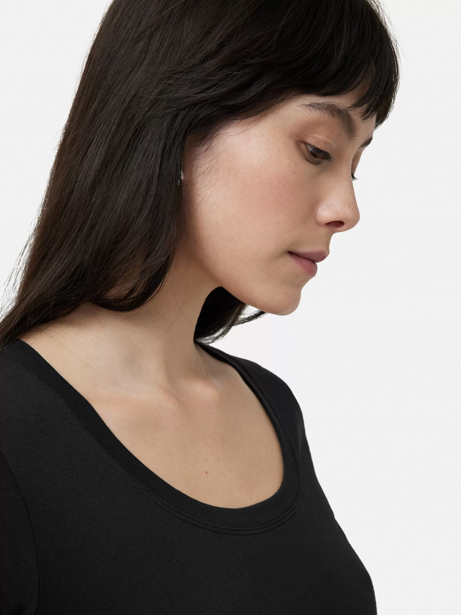 Jigsaw Shirts & Tops-Supima Cotton Scoop Neck Tee Black