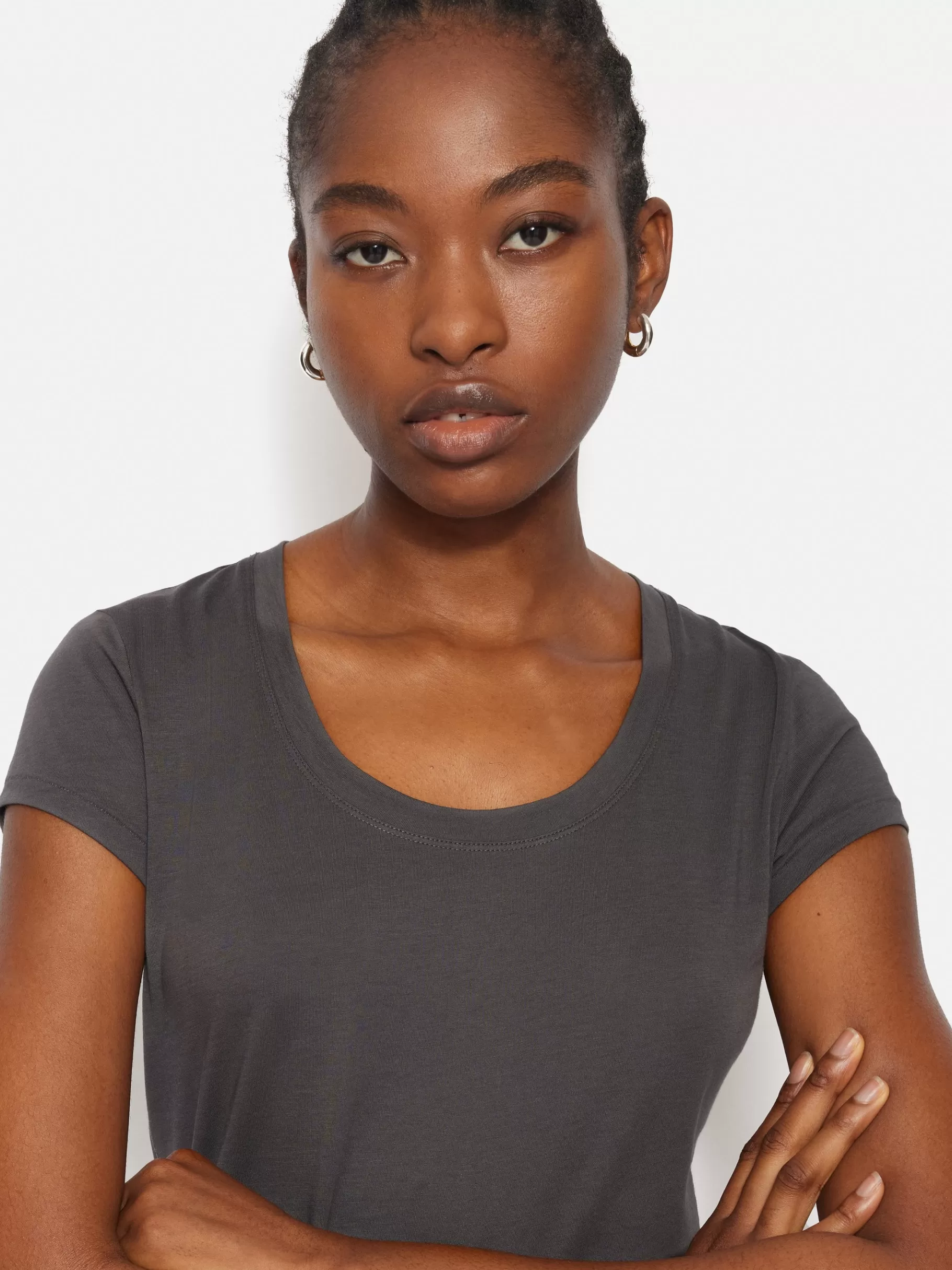 Jigsaw Shirts & Tops-Supima Cotton Scoop Neck Tee Carbon