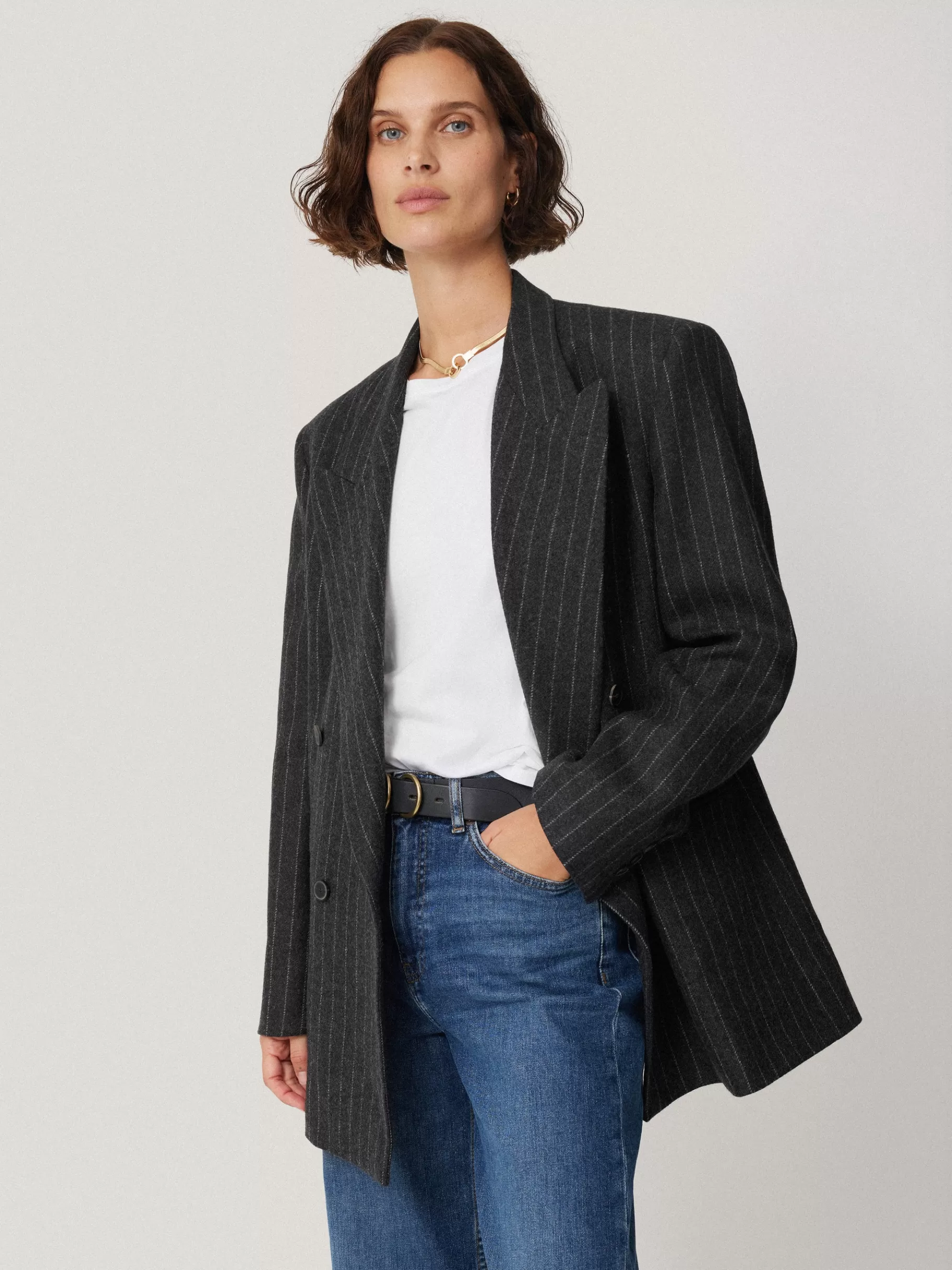 Jigsaw Suits & Tailoring | Co-ords-Tatton Italian Wool Pinstripe Blazer Grey