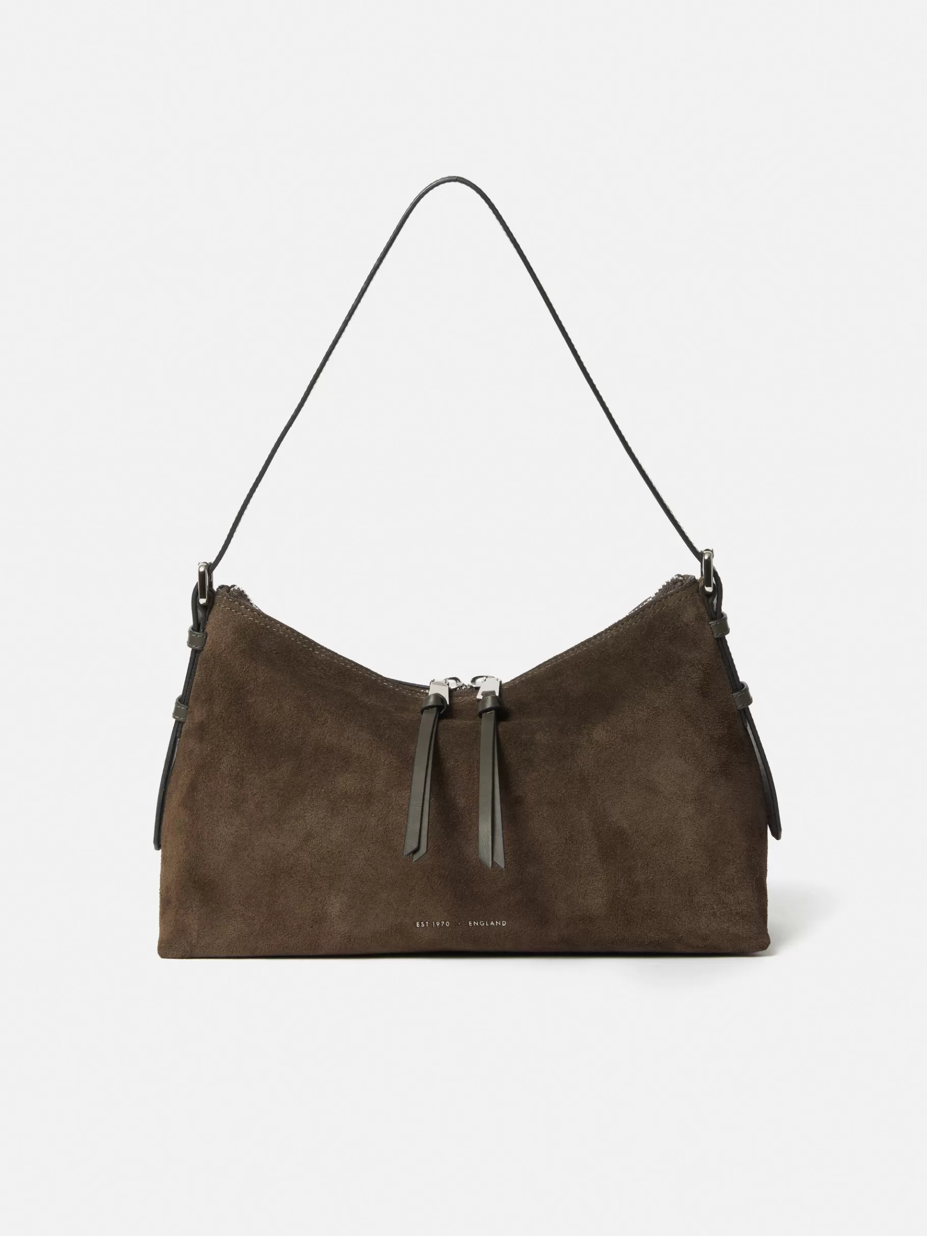 Jigsaw Bags | Leather-Trafalgar Suede Shoulder Bag Khaki