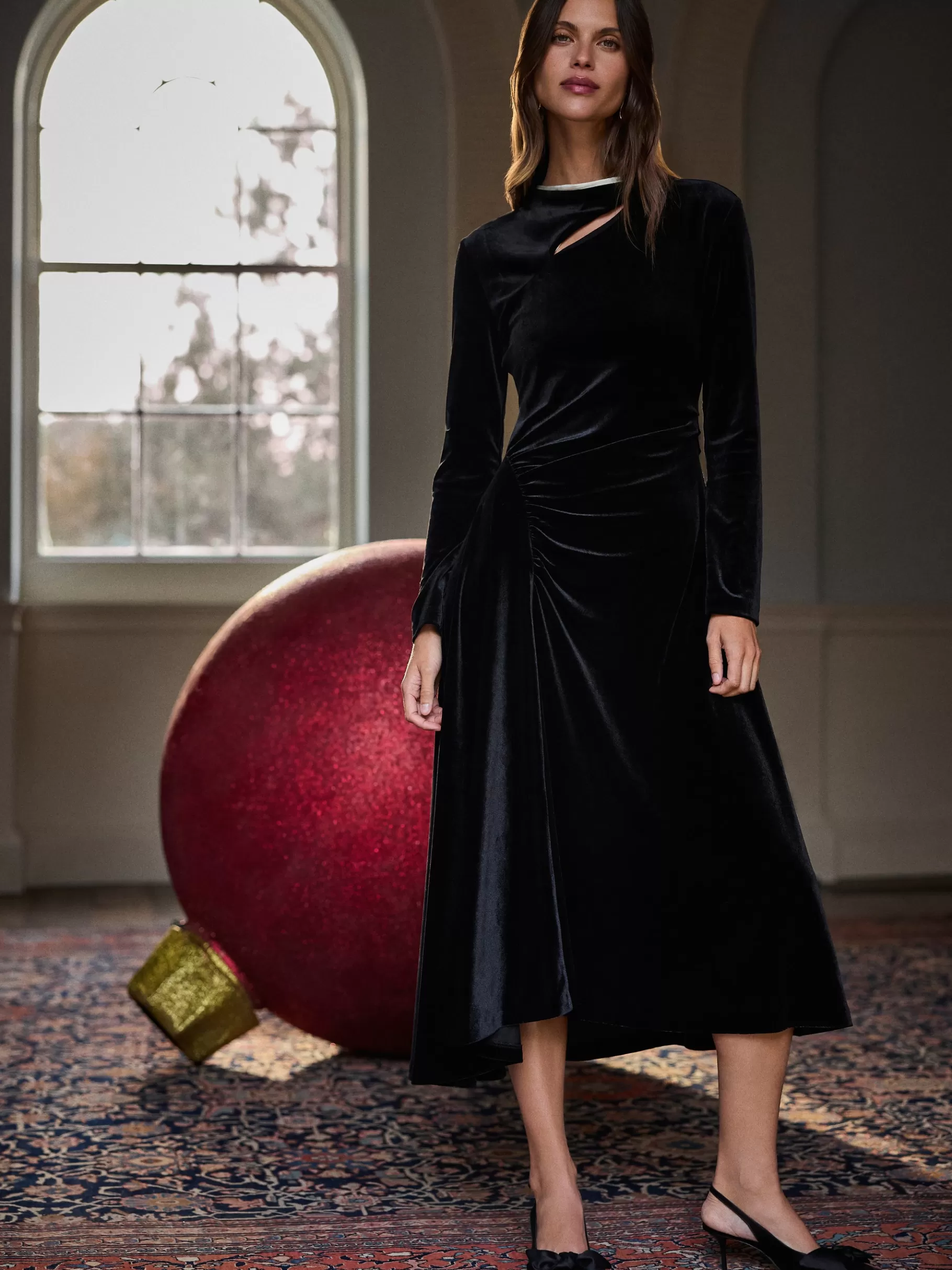 Jigsaw Dresses & Jumpsuits | Party-Velvet Ruched Dress Black