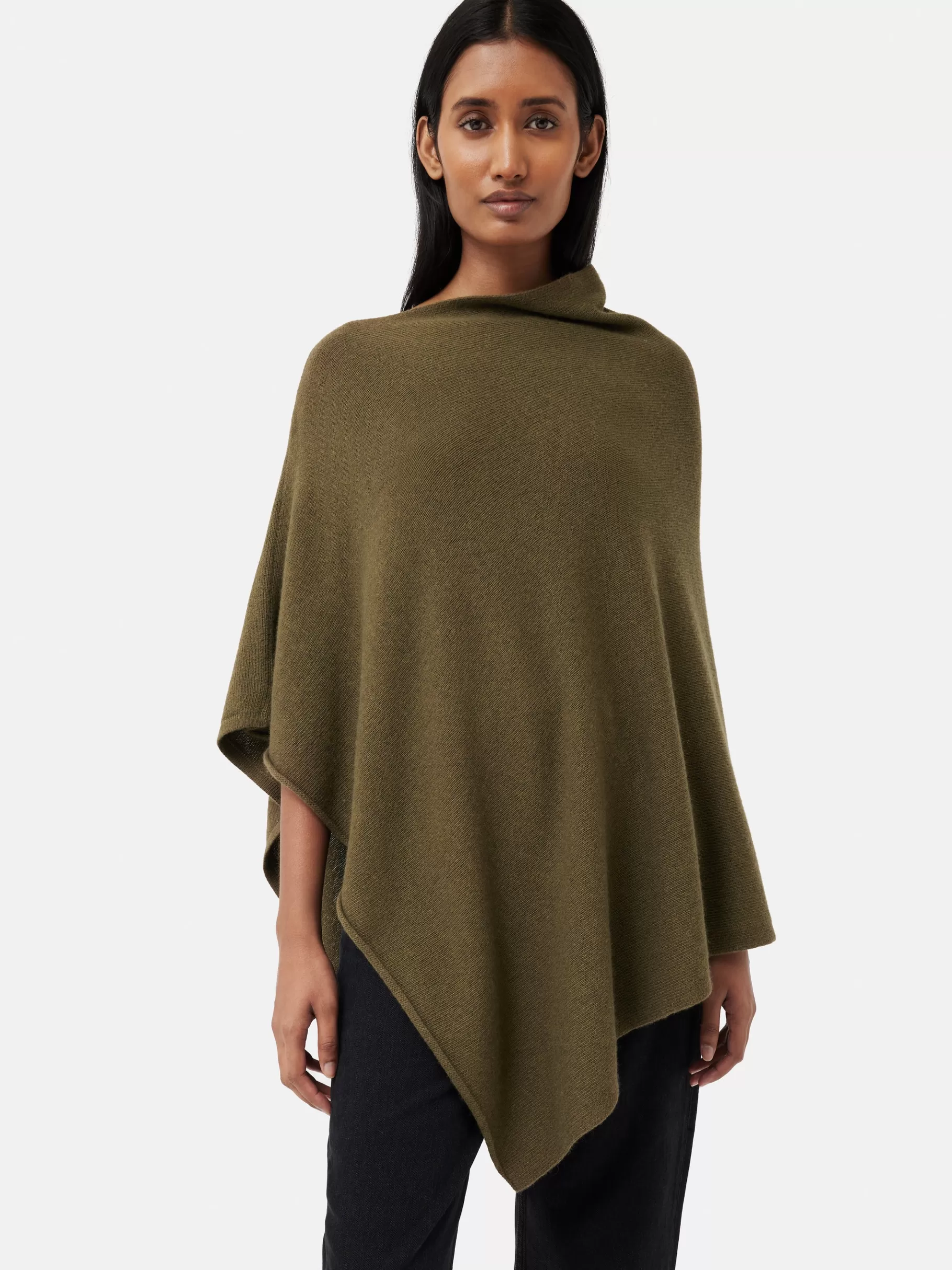 Jigsaw Ponchos & Scarves-Wool Cashmere Blend Drape Poncho Green