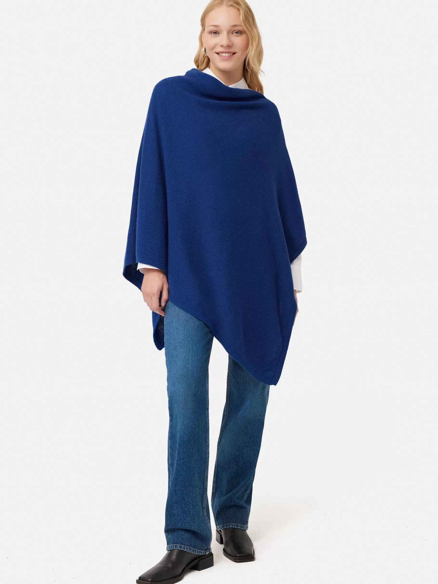 Jigsaw Ponchos & Scarves | Knitwear & Cashmere-Wool Cashmere Blend Drape Poncho Blue