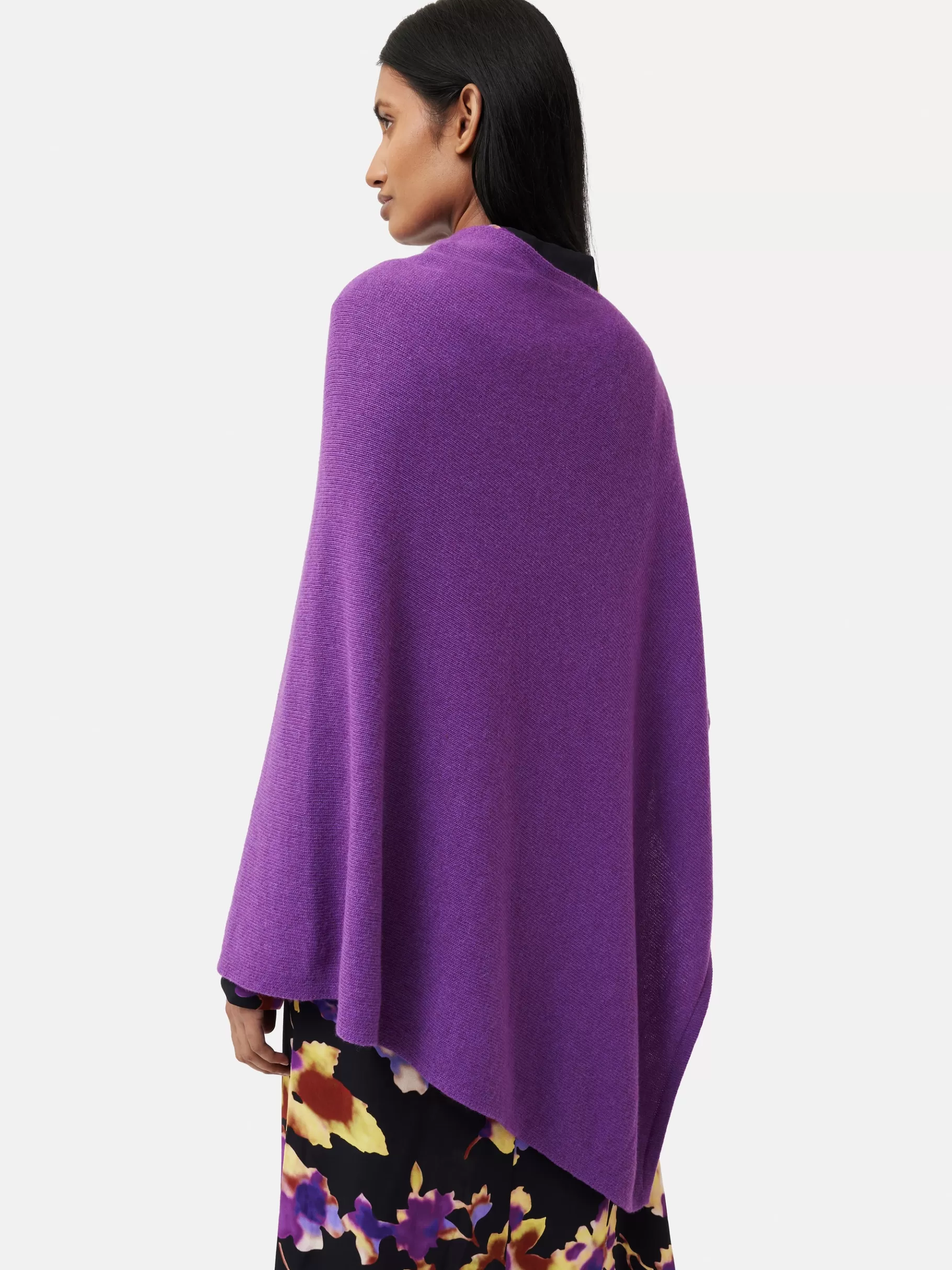 Jigsaw Ponchos & Scarves-Wool Cashmere Blend Drape Poncho Purple