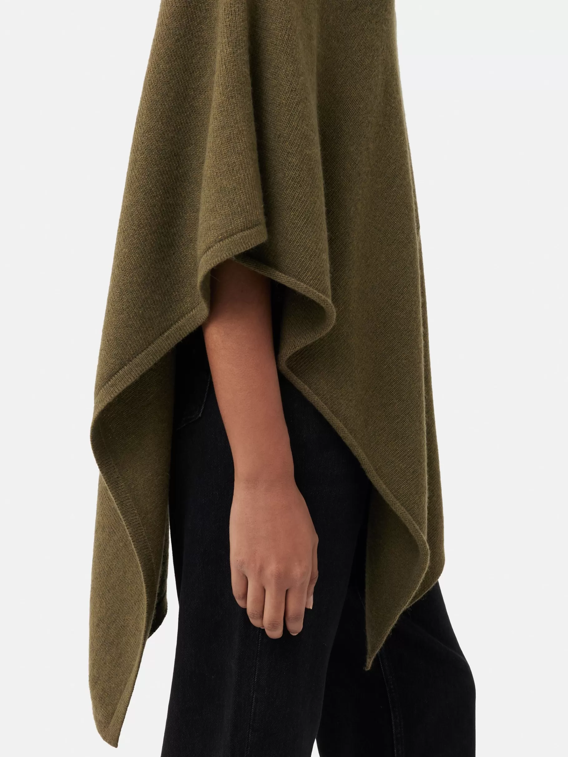 Jigsaw Ponchos & Scarves-Wool Cashmere Blend Drape Poncho Green