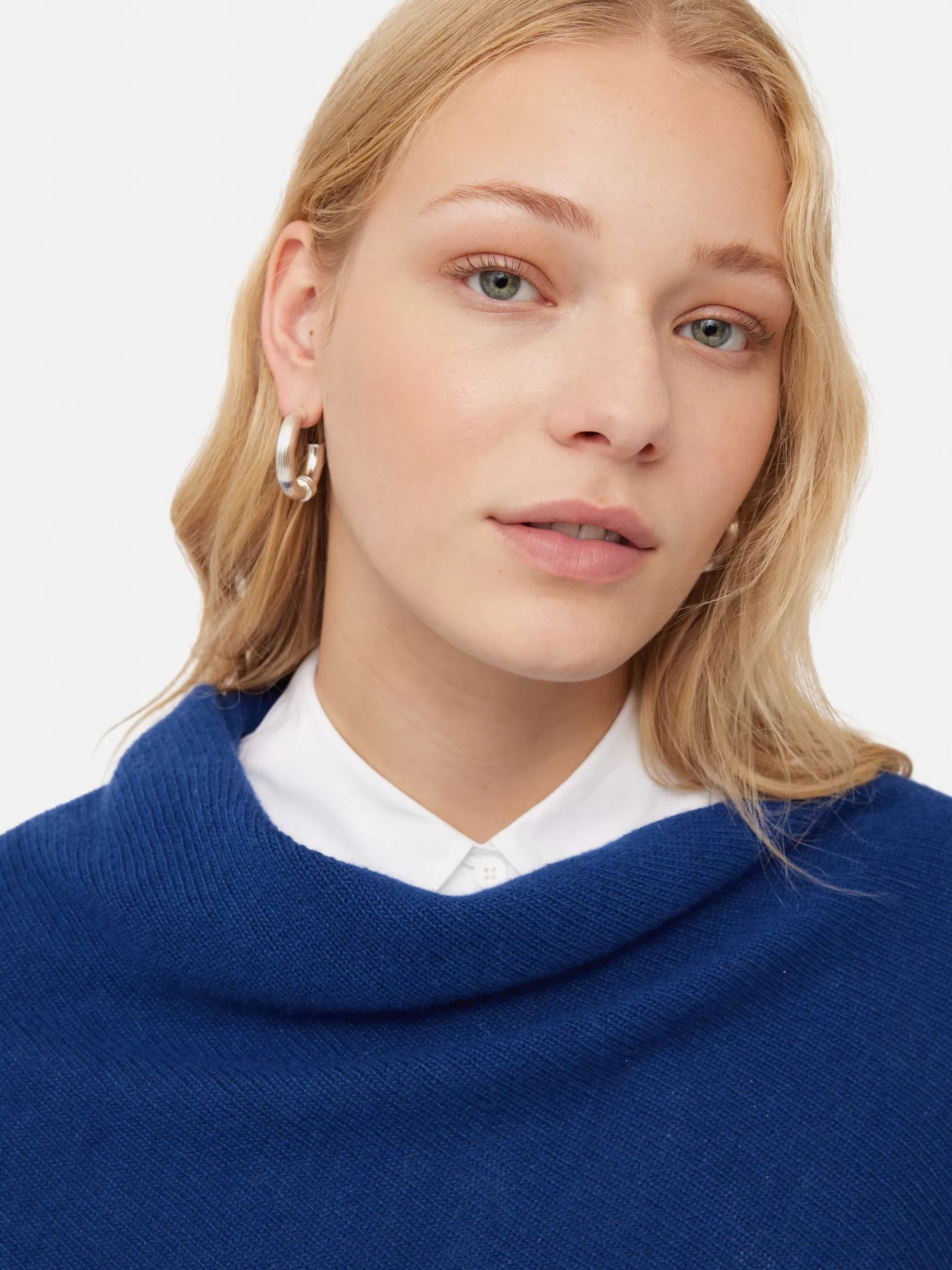 Jigsaw Ponchos & Scarves | Knitwear & Cashmere-Wool Cashmere Blend Drape Poncho Blue