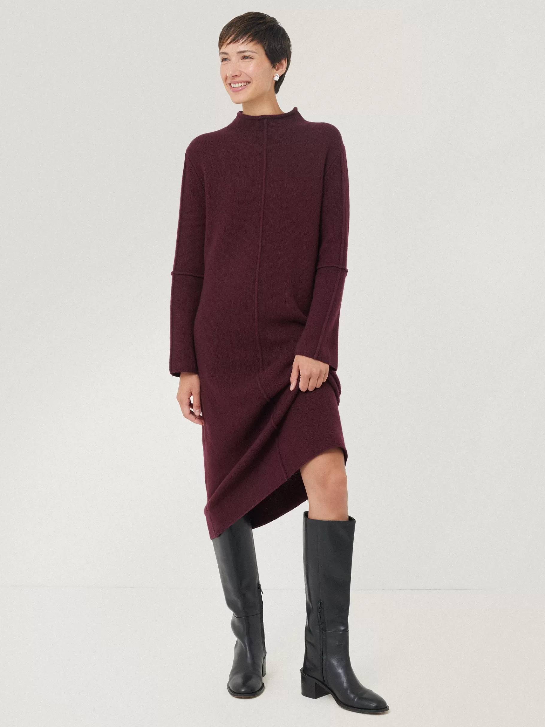 Jigsaw Knitwear & Cashmere | Dresses & Jumpsuits-Wool Cashmere Blend Dress Burgundy