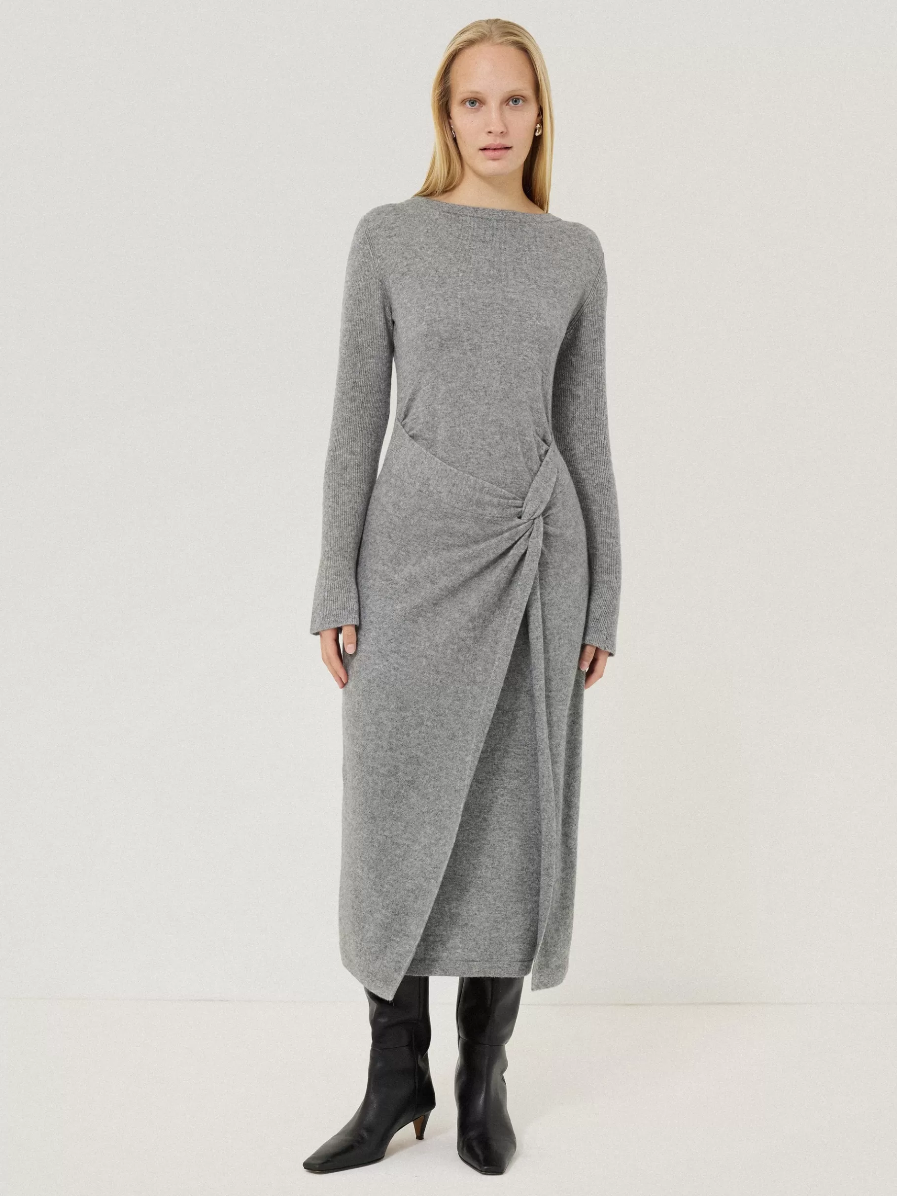 Jigsaw Dresses & Jumpsuits | Knitwear & Cashmere-Wool Cashmere Blend Knot Dress Grey