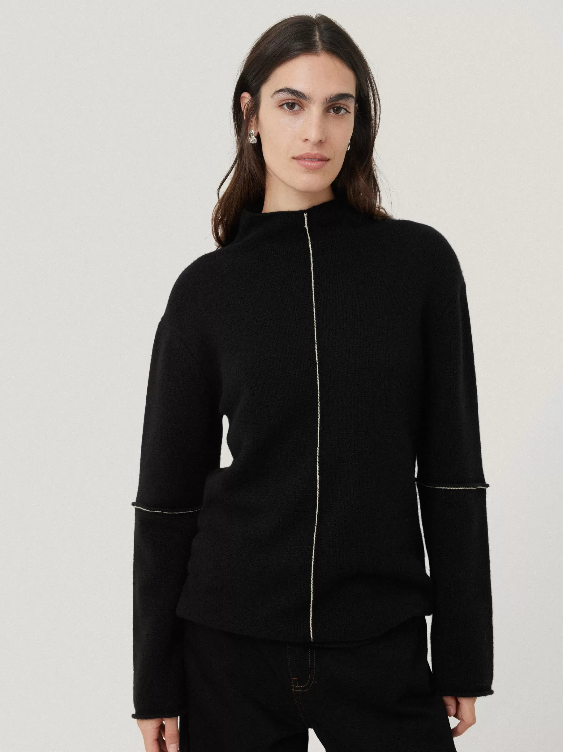 Jigsaw Knitwear & Cashmere-Wool Cashmere Blend Line Jumper Black