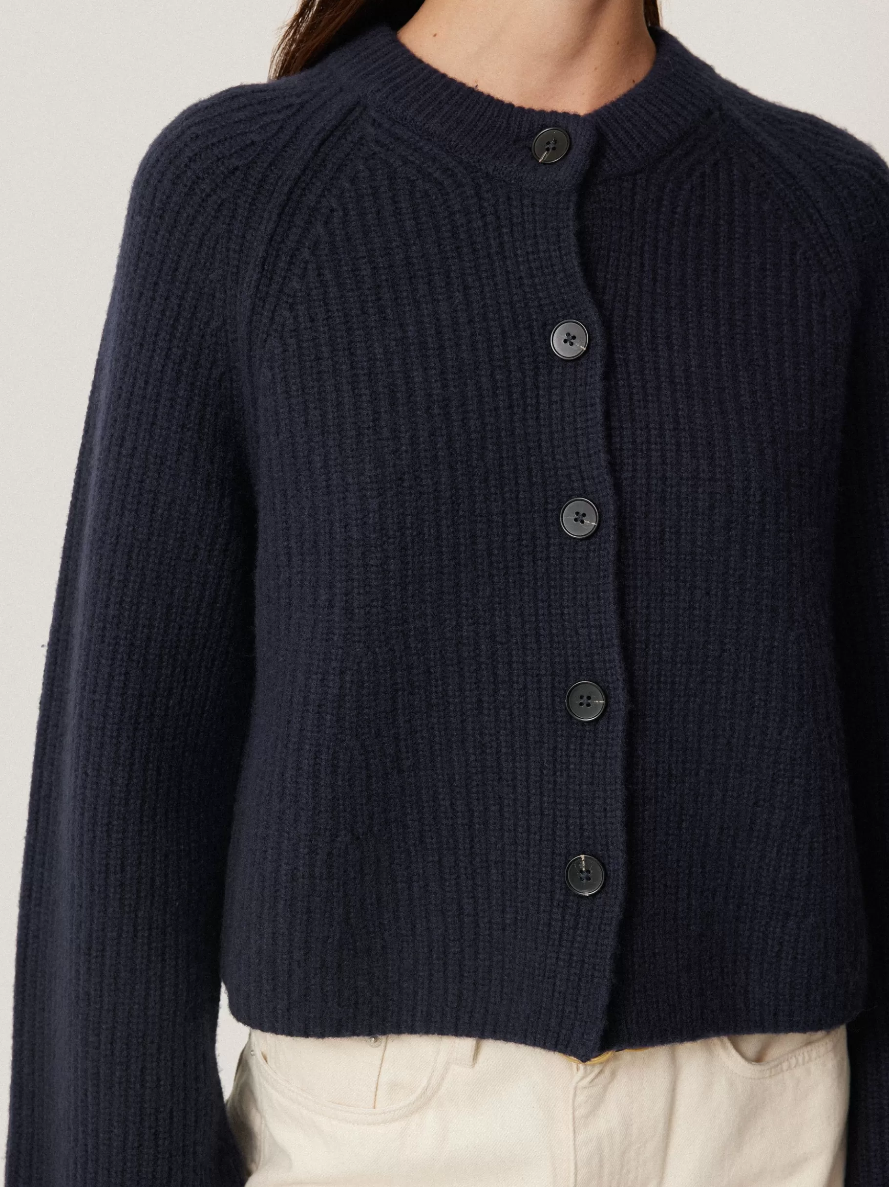 Jigsaw Knitwear & Cashmere-Wool Cashmere Blend Rib Cardigan Navy