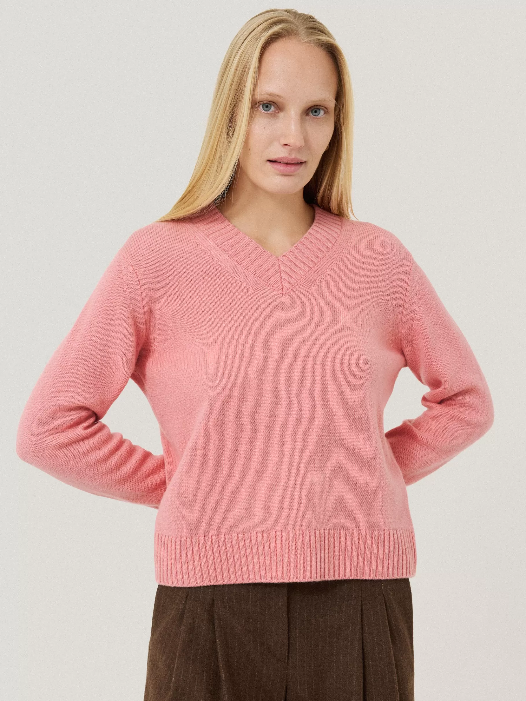 Jigsaw Knitwear & Cashmere-Wool Cashmere Blend V Neck Pink