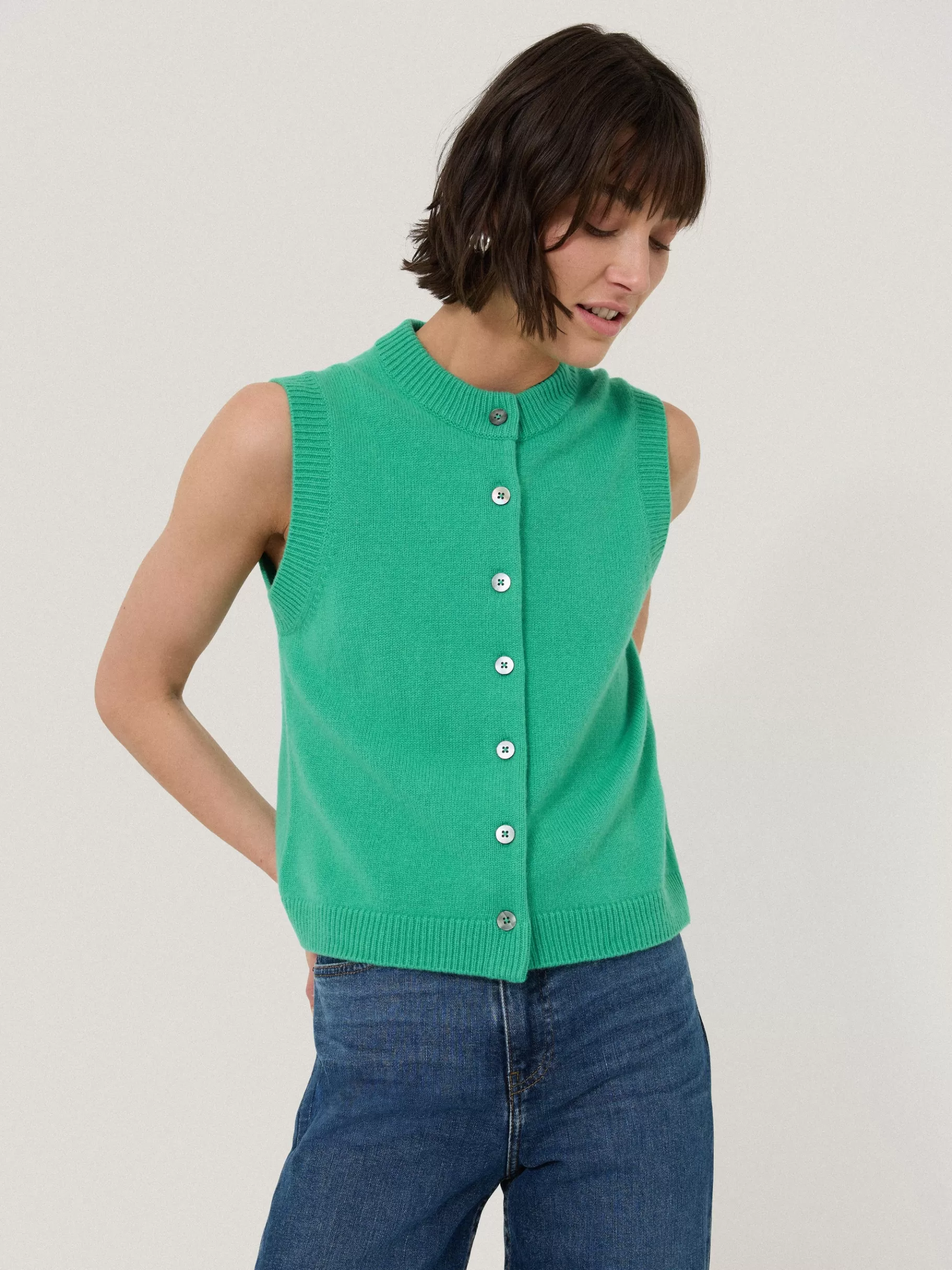Jigsaw Knitwear & Cashmere-Wool Cashmere Blend Waistcoat Green