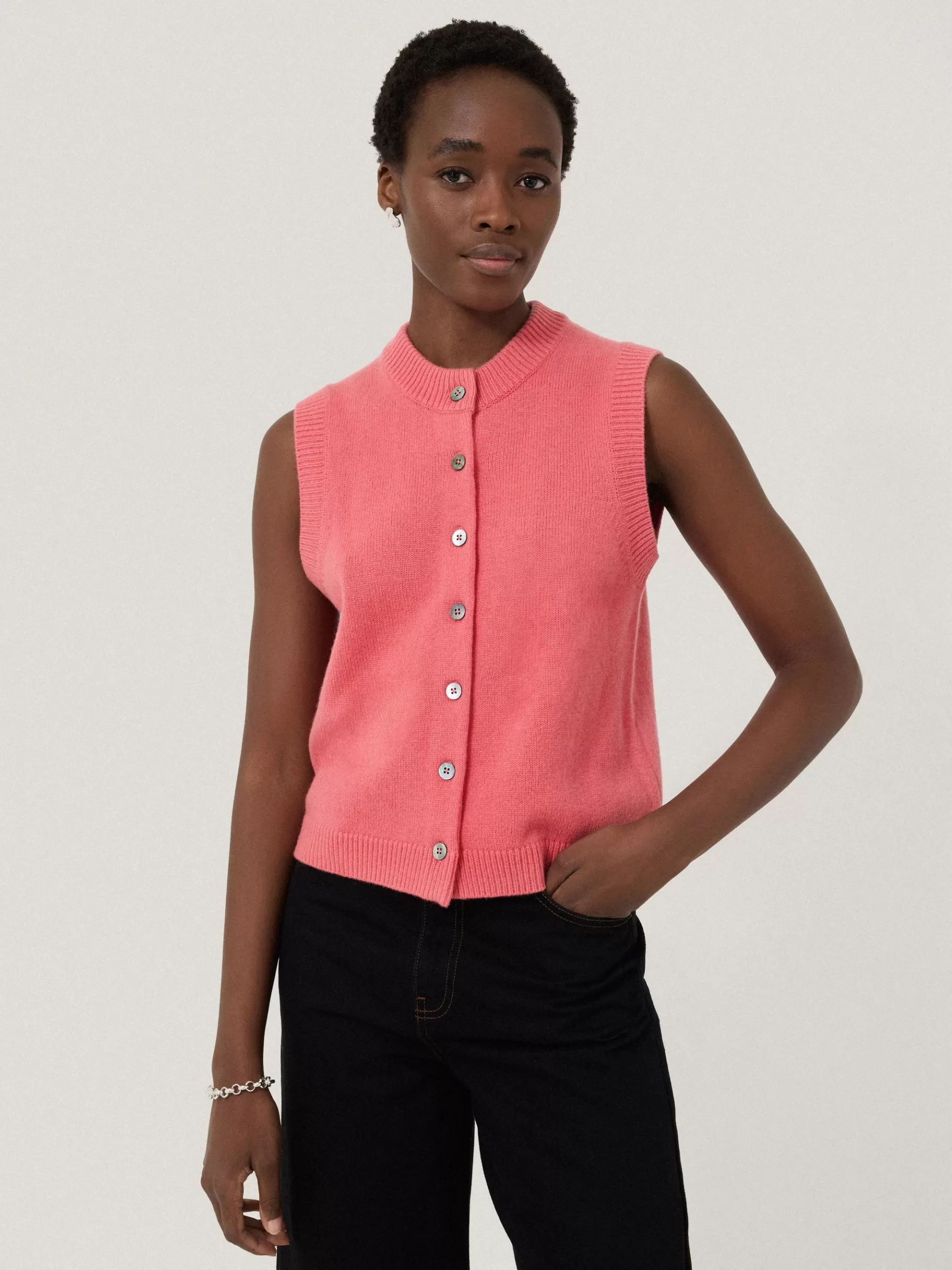 Jigsaw Knitwear & Cashmere-Wool Cashmere Blend Waistcoat Pink