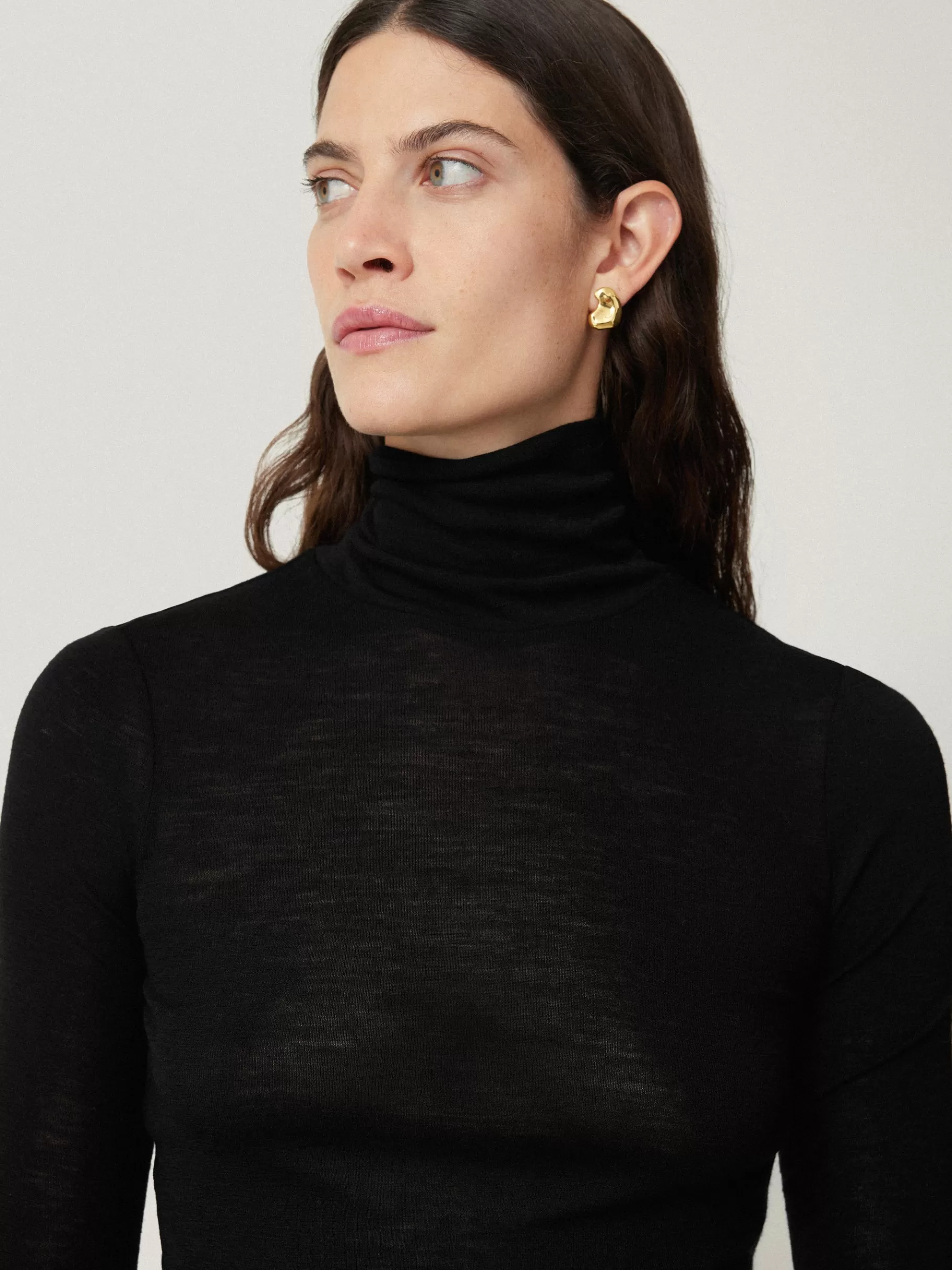 Jigsaw Shirts & Tops | Knitwear & Cashmere-Wool Jersey Polo Neck Top Black