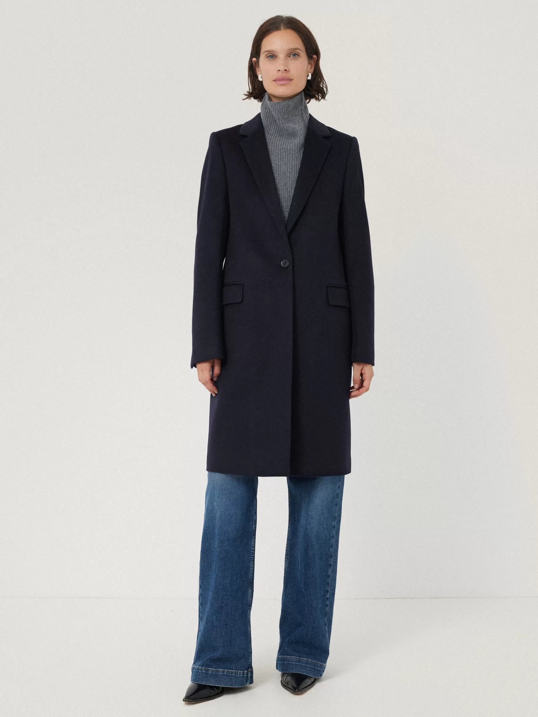 Jigsaw Coats & Jackets-Wool Relaxed City Coat Navy