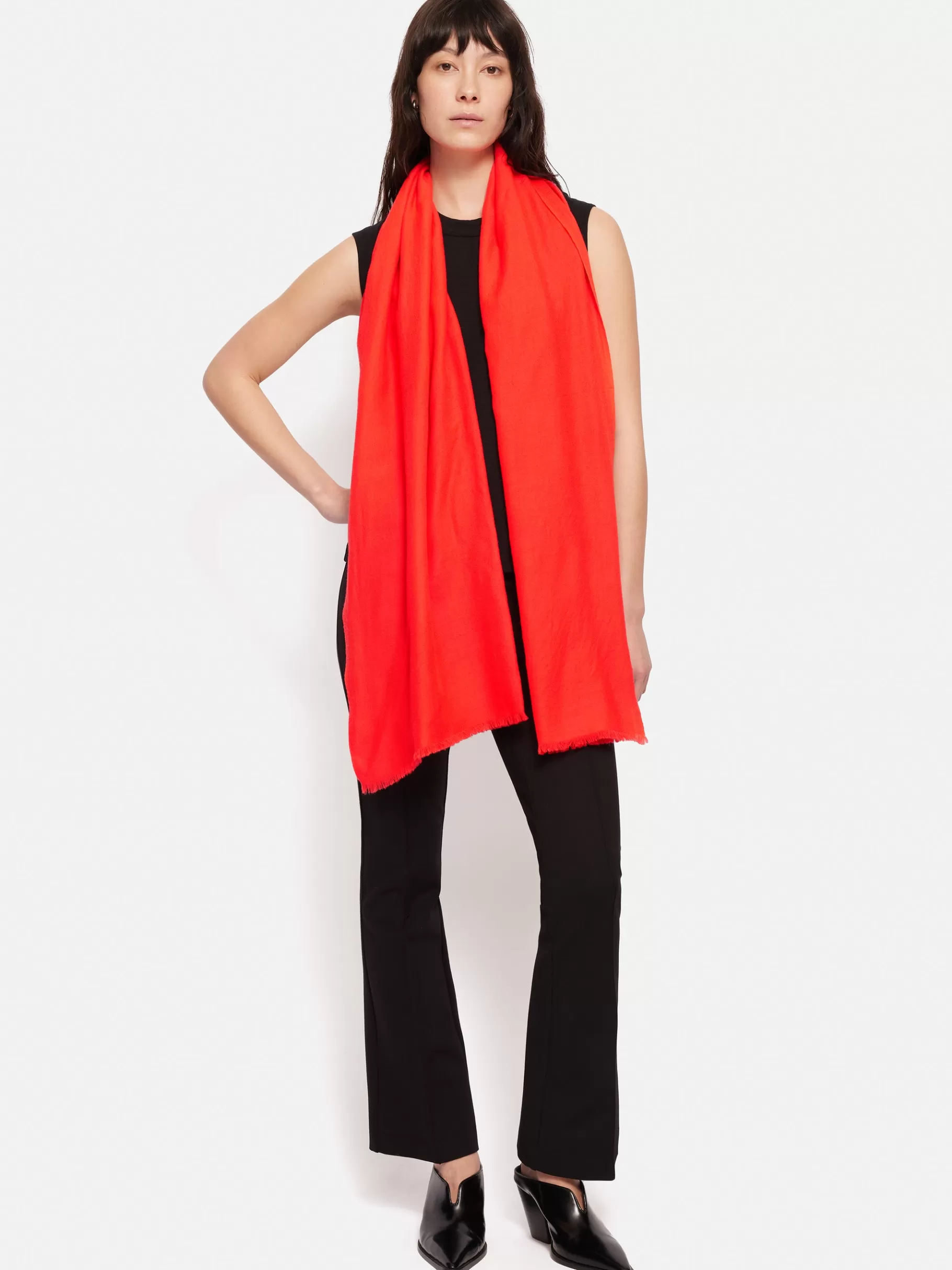 Jigsaw Ponchos & Scarves | Knitwear & Cashmere-Wool Silk Pashmina Coral