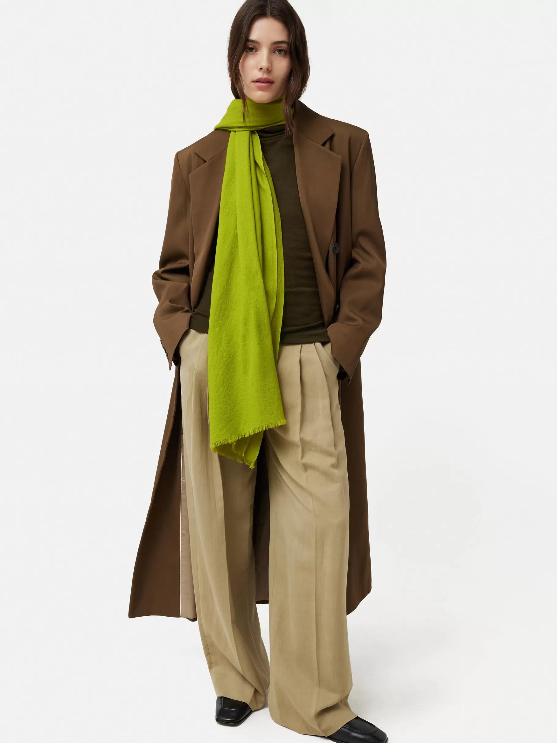 Jigsaw Ponchos & Scarves | Knitwear & Cashmere-Wool Silk Pashmina Lime