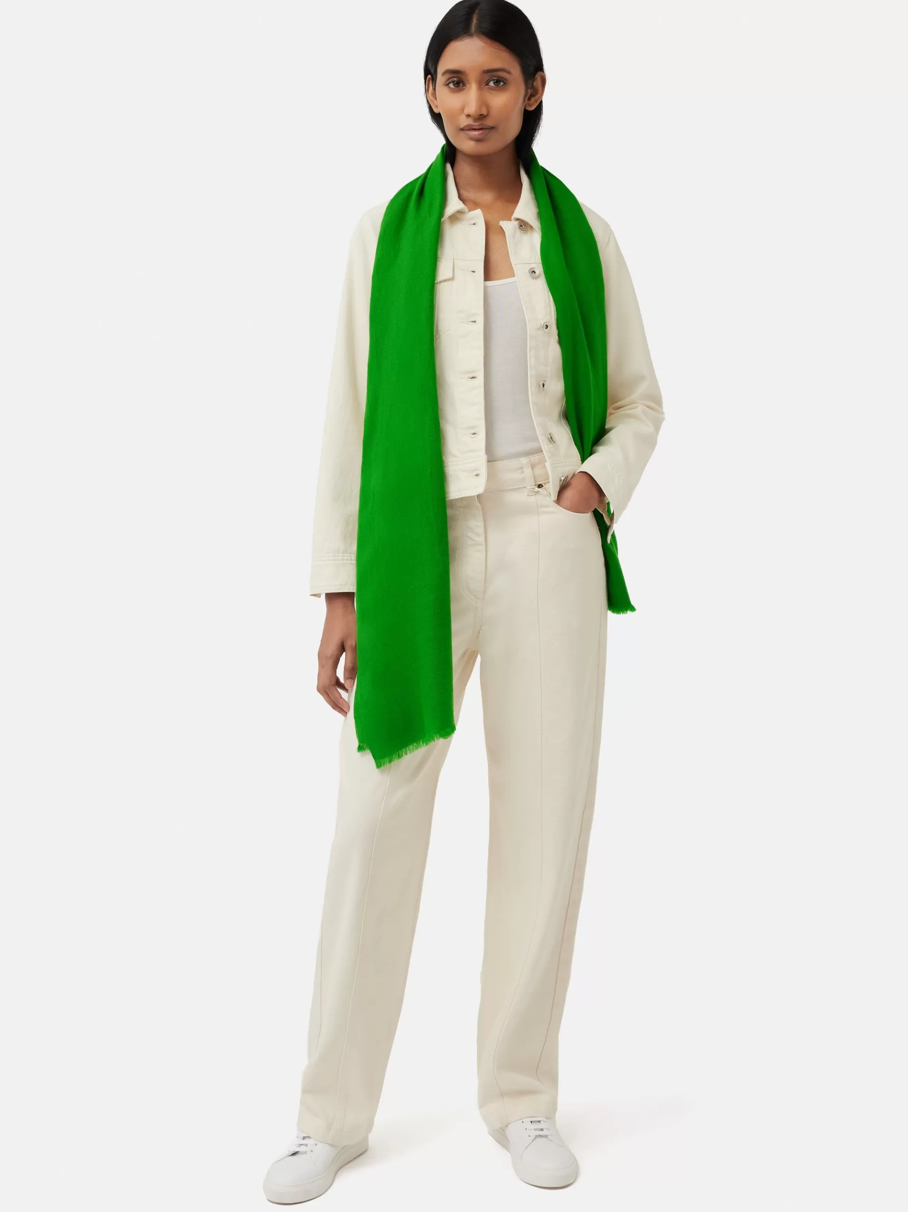 Jigsaw Ponchos & Scarves-Wool Silk Pashmina Green