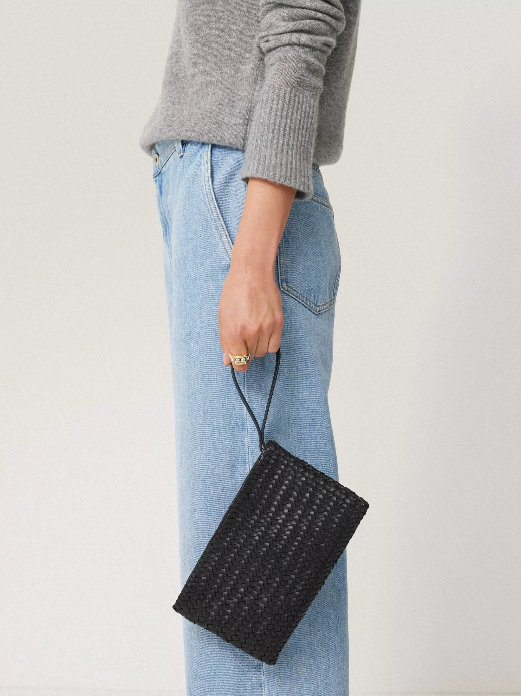 Jigsaw Wallets & Card Holders | Bags-Woven Leather Pouch Black
