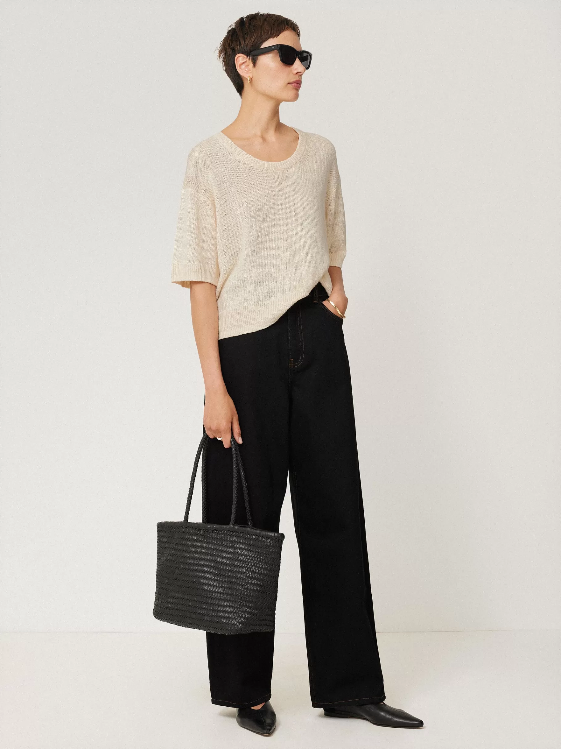Jigsaw Wallets & Card Holders | Bags-Woven Leather Tote Bag Black